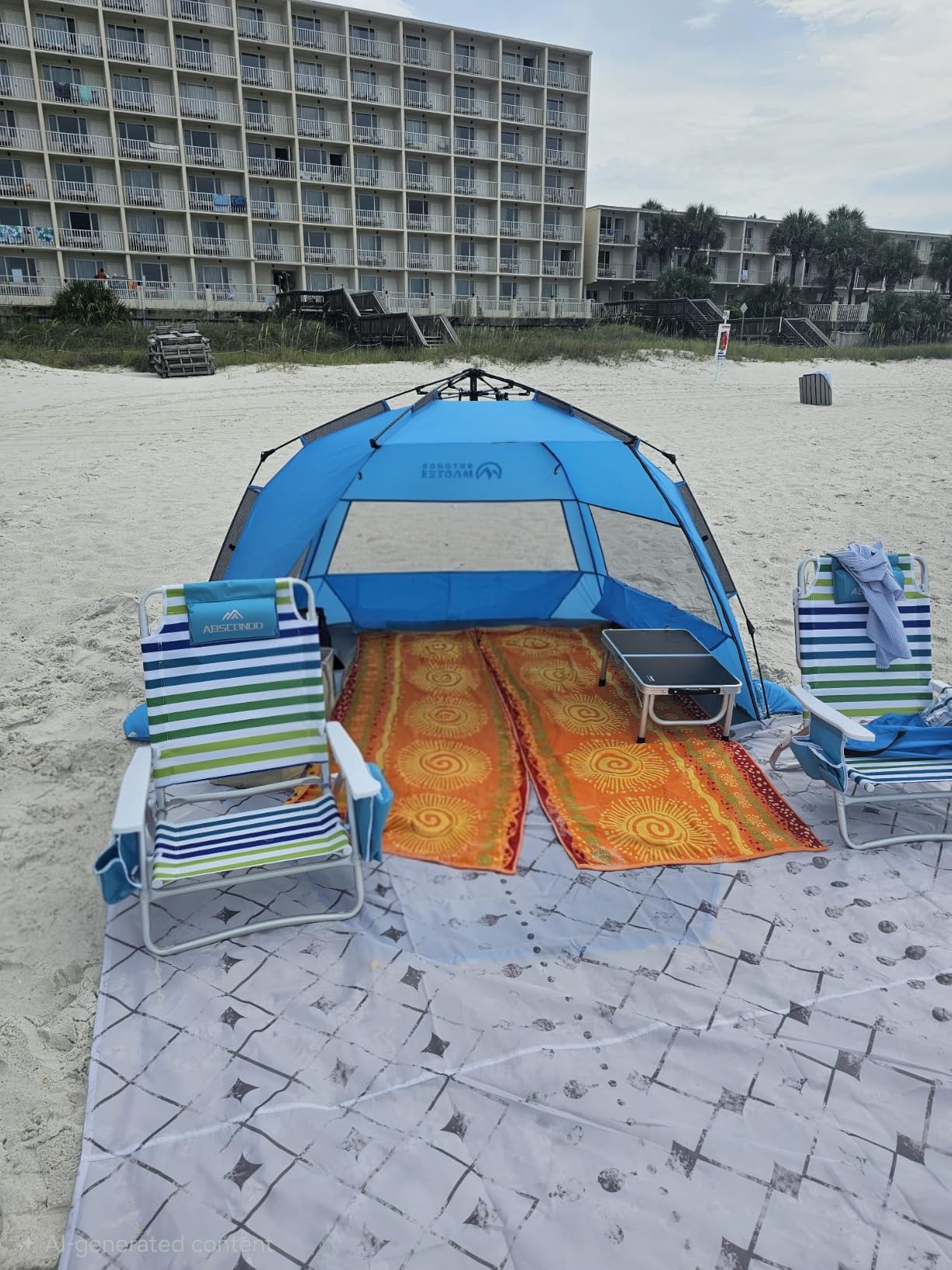 OutdoorMaster Pop Up Beach Tent Sun Shelter for 3-4 Person with Sandbags | Instant Setup, UPF 50+ Protection, Privacy Zippered Door, Ventilated Windows, Portable Carrying Bag customer photo 2