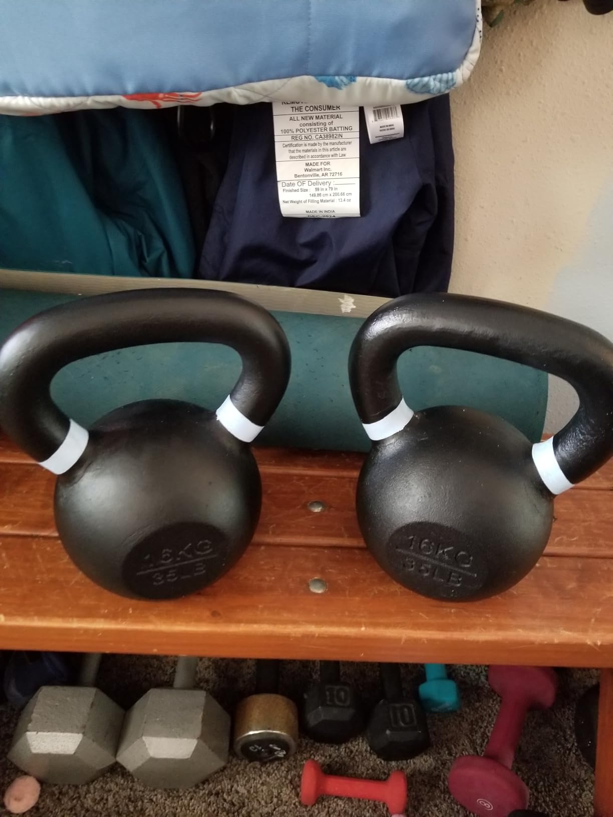 Yes4All Powder Coated Cast Iron Kettlebell, Single Deep Blue, 40 KG / 88 LB customer photo 2