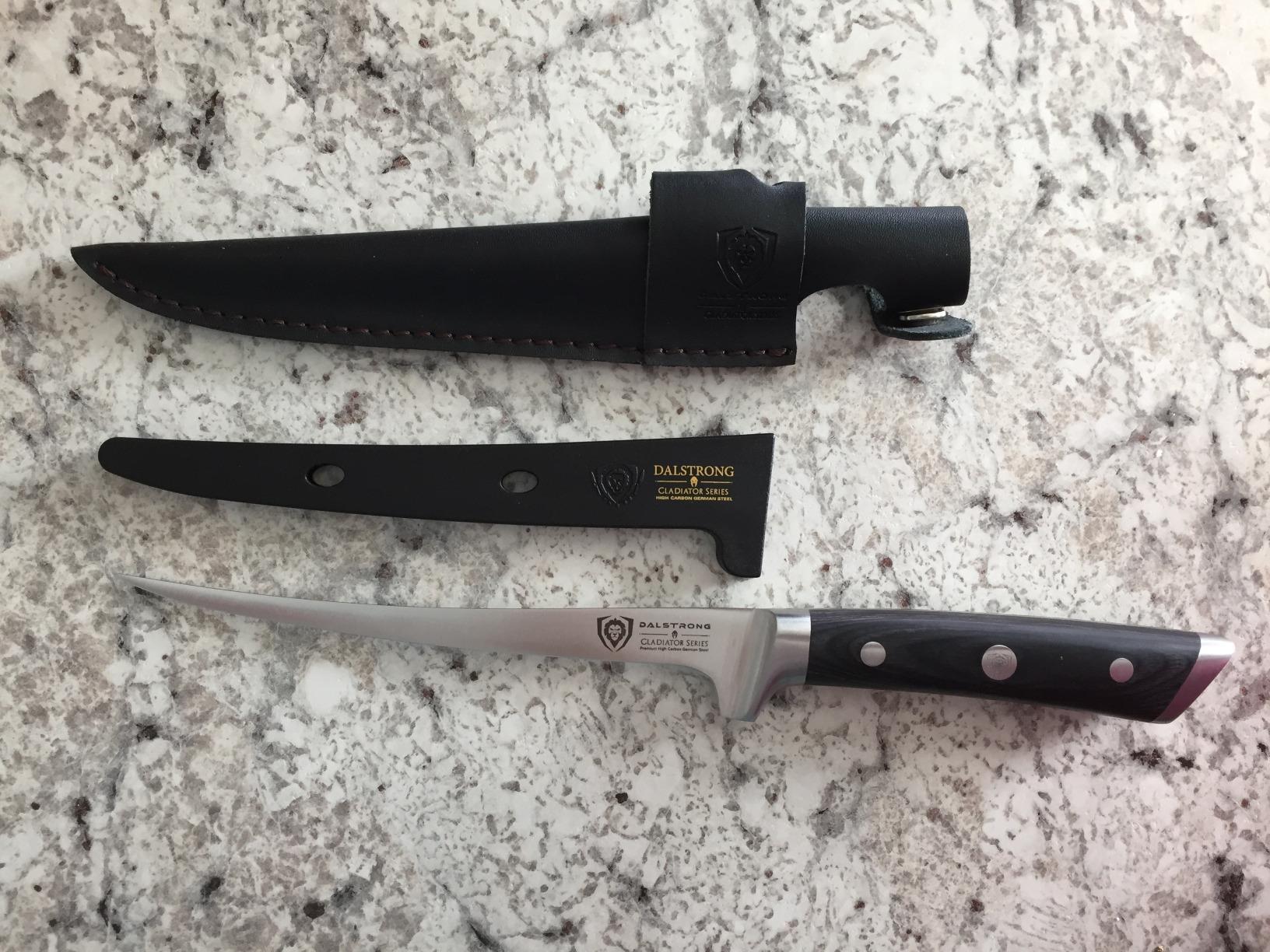 Dalstrong Fillet Knife - 7 inch Flexible Blade - Gladiator Series Elite - High Carbon German Steel - Black G10 Handle Boning Knife - w/Two Sheaths - Razor Sharp Kitchen Knife - NSF Certified customer photo 2