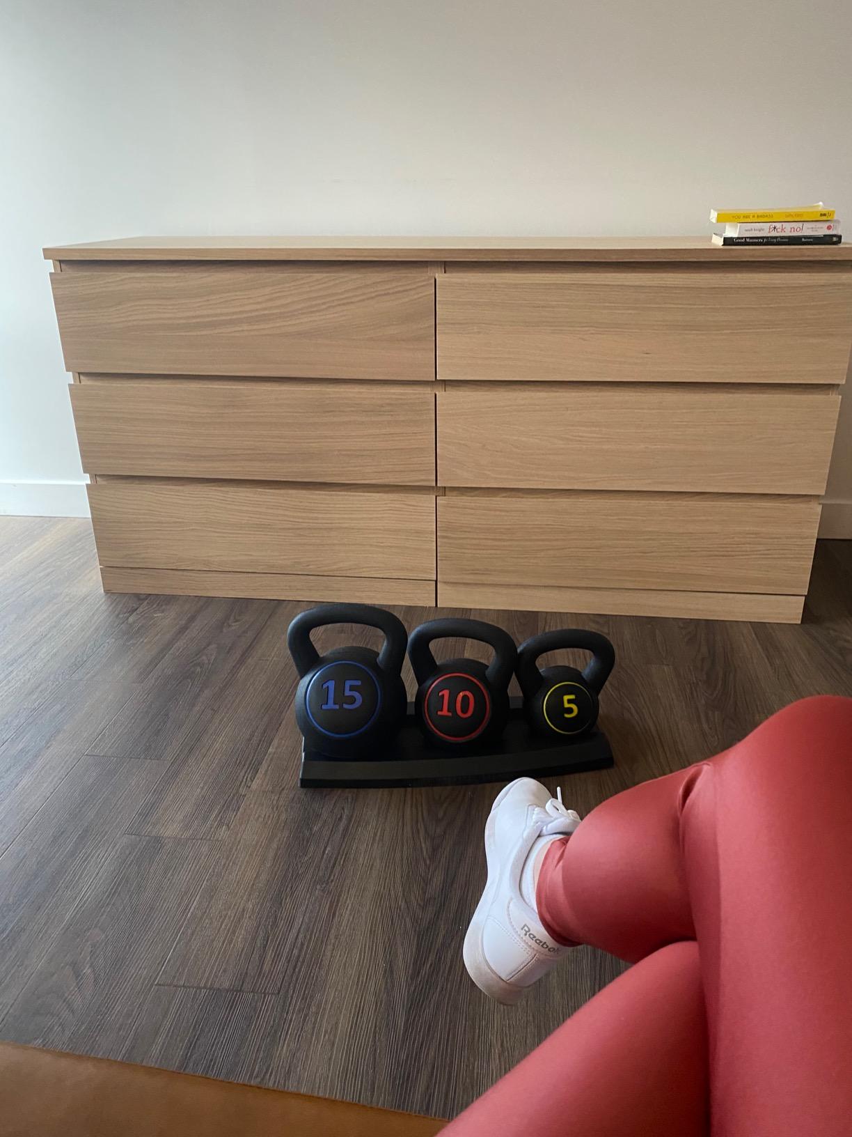 Best Choice Products 3-Piece Kettlebell Set with Storage Rack, HDPE Coated Exercise Fitness Concrete Weights customer photo 1