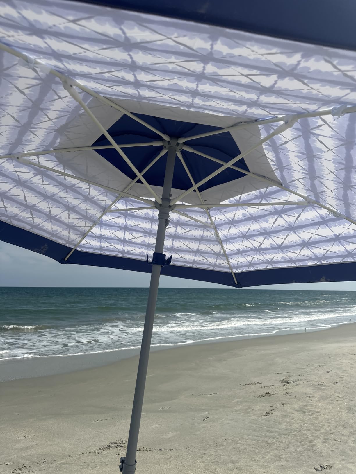 AMMSUN 8ft Large Beach Umbrellas for Sand with Sand Anchor, Air Vent, hook | Heavy Duty High Wind Patio Beach Umbrella with Weighted Sandbag, Carry bag, UPF 50+, Adjustable Height, No Tilt, Teal customer photo 1