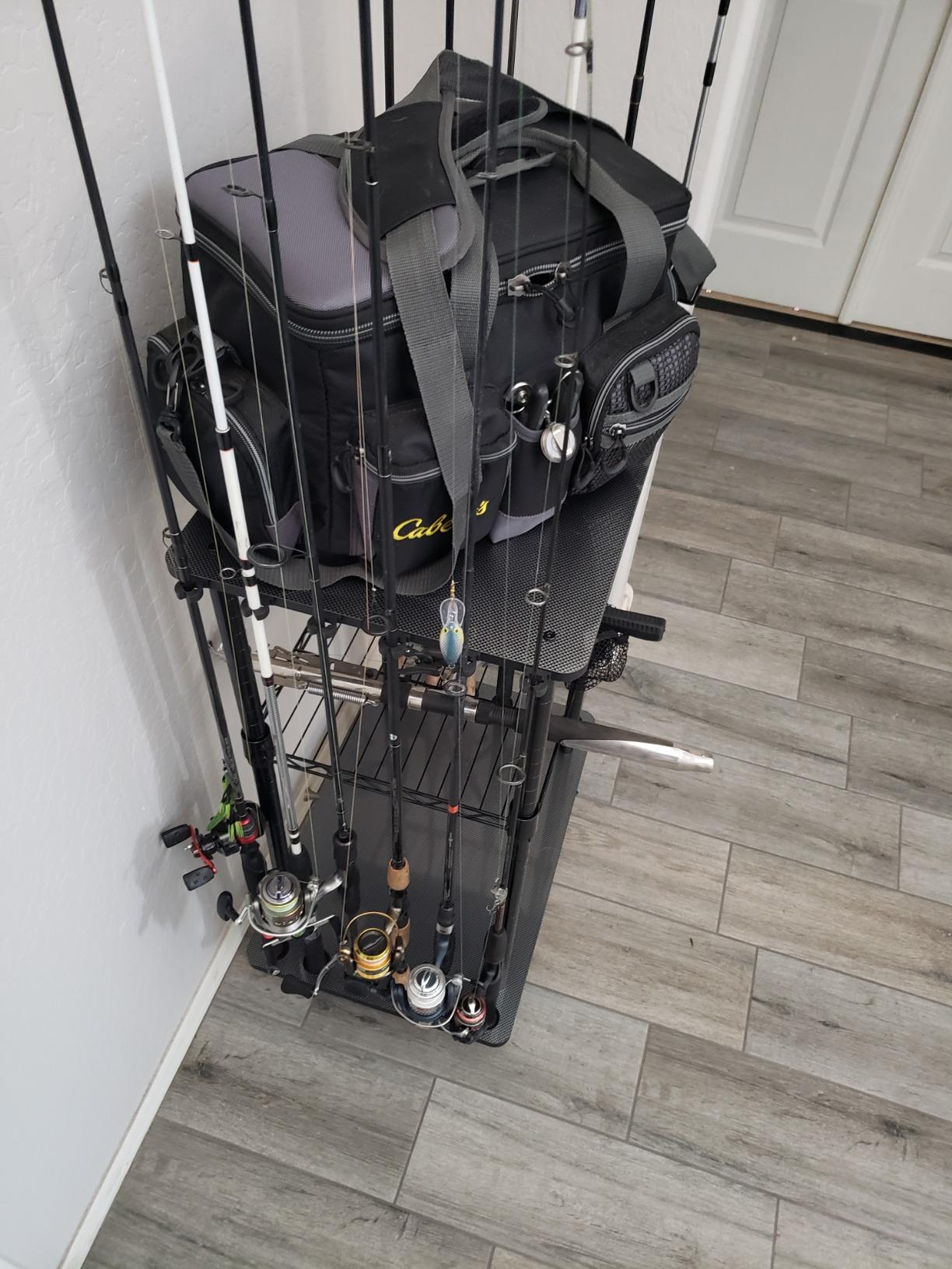 Rush Creek Creations Fishing Rod Holders for Garage W/ Lockable Wheels | 3 Tier Fishing Pole Rack Organizer, Rolling Fishing Storage Organizer, 12-Rod Capacity, For Garage, Tackle Box, Fishing Tackle customer photo 2
