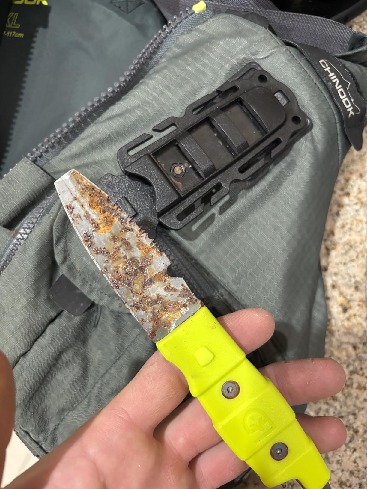 GEAR AID Akua Blunt Tip Paddle Knife with Serrated Blade and Quick Release Sheath, Titanium-Coated 3