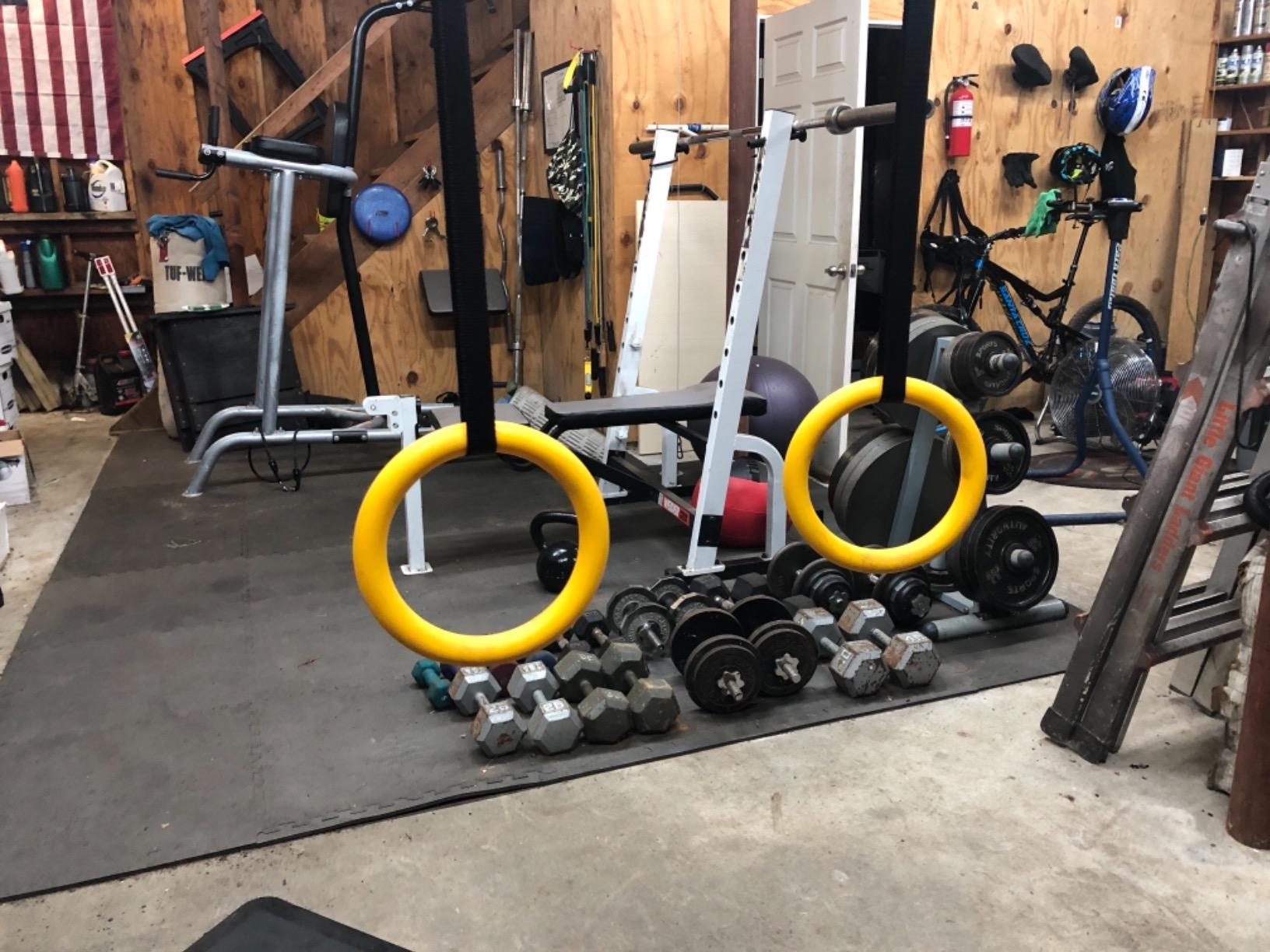URBNFit Gymnastic Rings - Bodyweight Workout and Strength Training Olympic Non-Slip Rings with Adjustable Straps for Crossfit and at Home Gym Workouts customer photo 1