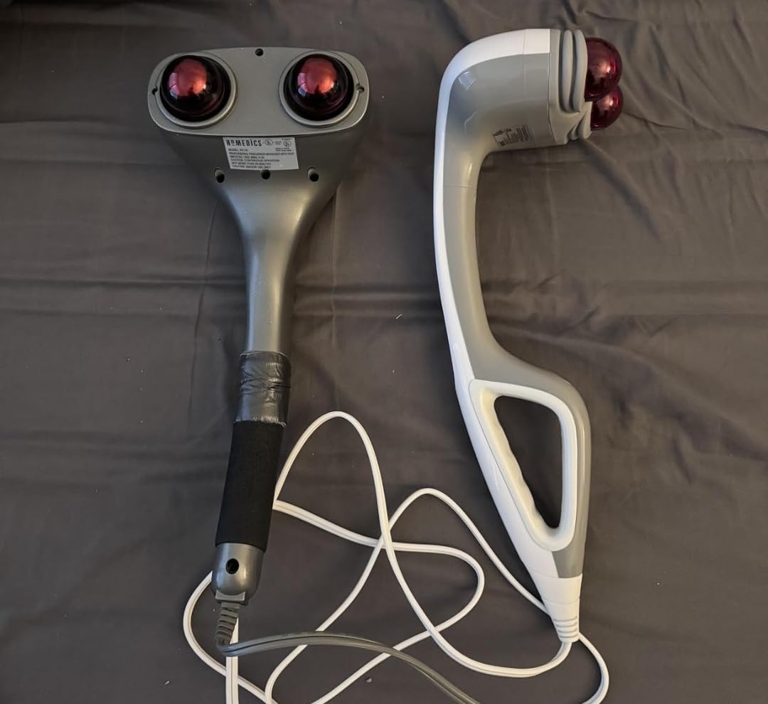 Homedics Back Massager Heated Automatic Percussion Body Massager with Dual Pivoting Heads, Interchangeable Nodes, White customer photo 1