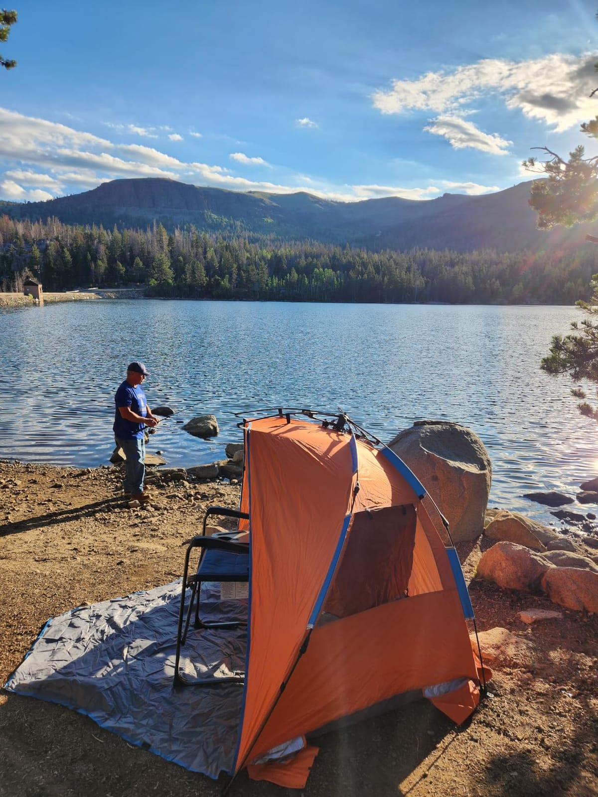 Oileus X-Large 4-Person UV Beach Tent with 6 Sand Pockets, Orange | Quick setup shade includes a carrying bag, stakes and weighted corners for windy days, fishing trips, hiking and camping. customer photo 1