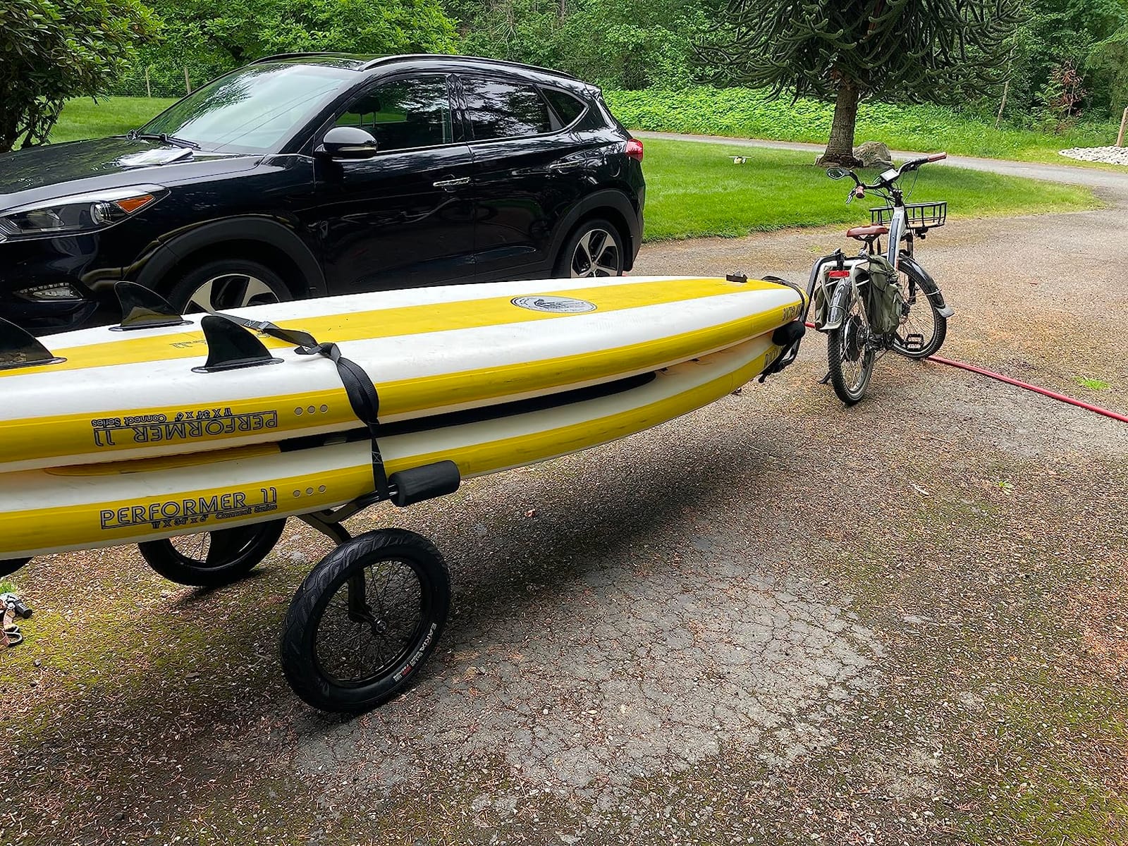 Rambo Bikes Canoe and Kayak Trailer Cart - Heavy-Duty Kayak Cart with 300lbs Maximum Capacity - Extendable Bike Trailer - Adjustable Steel Frame, Padded Contact Points, 16