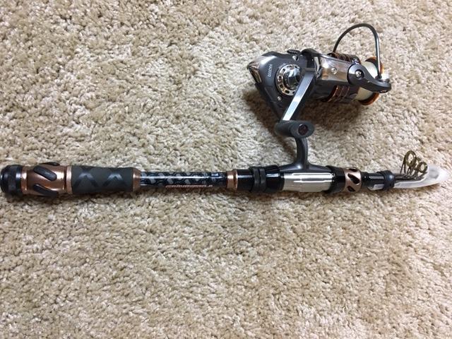 PLUSINNO Fishing Rod and Reel Combos - Carbon Fiber Telescopic Fishing Pole - Spinning Reel 12 +1 Shielded Bearings Stainless Steel BB customer photo 1