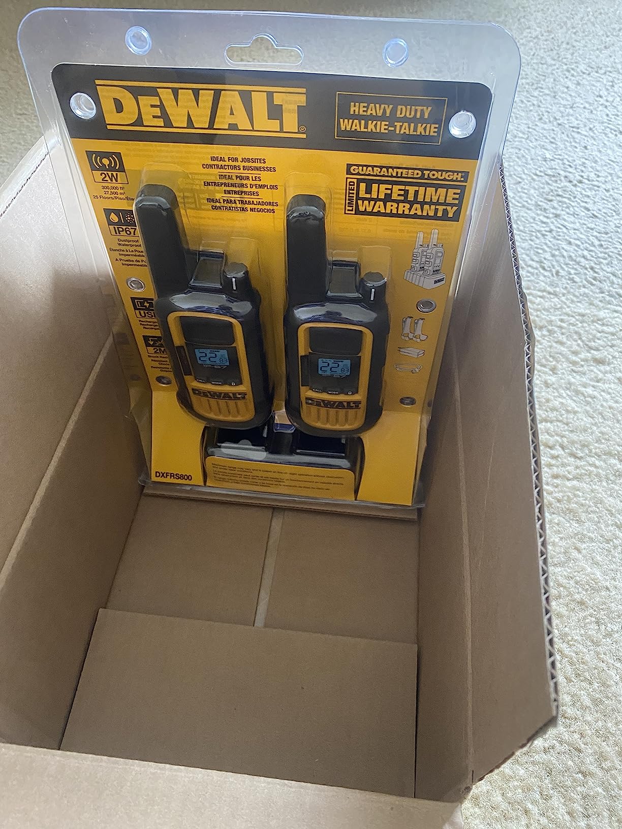DEWALT DXFRS800 FRS Walkie Talkies, Long Range 2 Way Radio, 2W, IP67 Waterproof, Rechargeable (2 Pack) customer photo 1