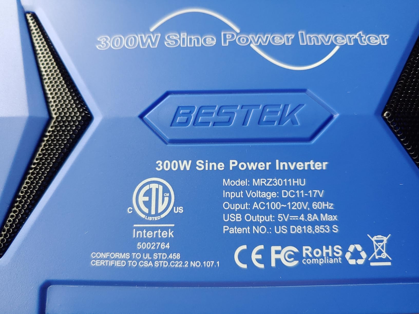 BESTEK Pure Sine Wave Power Inverter, 300W DC 12-17V to 110V AC Car Adapter | Vehicle Plug in Cigarette Lighter Outlet Solar Inverter, 4.8A Dual USB Fast Charging Ports for Phone, Laptop, CPAP (Black) customer photo 1
