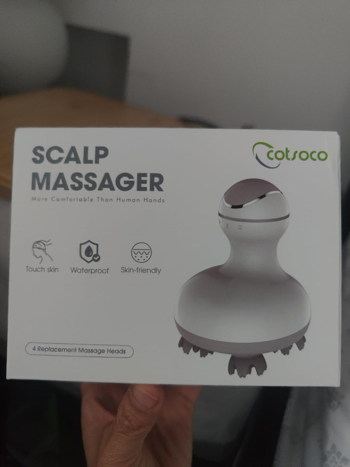 cotsoco Electric Scalp Head & Back Massager, Cordless Hair Massage Waterproof Head Massager with 4 Heads 84 Nodes for Hair Growth, Stress Relief & Deep Clean, Gifts for Men Women, White customer photo 2
