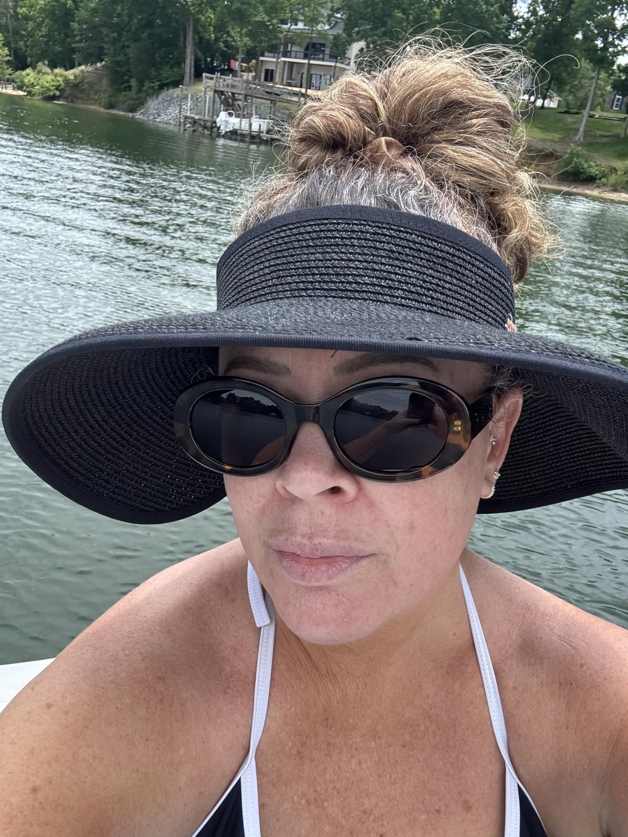 FURTALK Womens Sun Hat with Ponytail Hole Wide Brim Beach Straw Visor customer photo 1