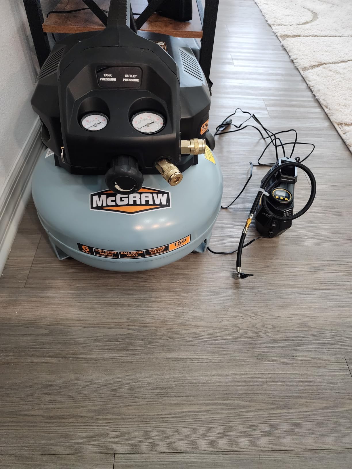 AstroAI AIRUN H Tire Inflator Portable Air Compressor, 12V DC, Auto Shut-Off with Digital Pressure Gauge & LED Light, 9.8Ft Cord, Yellow customer photo 2