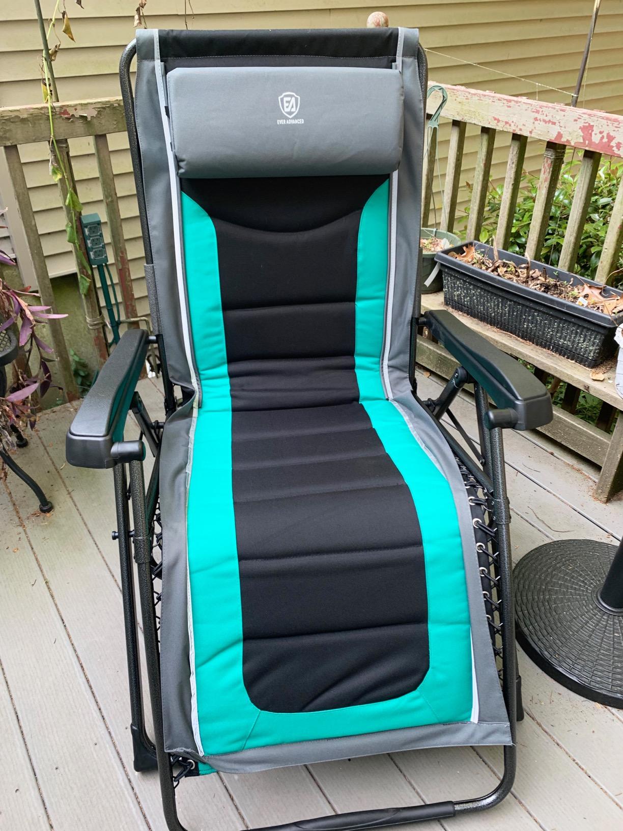 EVER ADVANCED Oversize XL Zero Gravity Recliner Padded Patio Lounger Chair with Adjustable Headrest Support 350lbs (Olive Green) customer photo 1