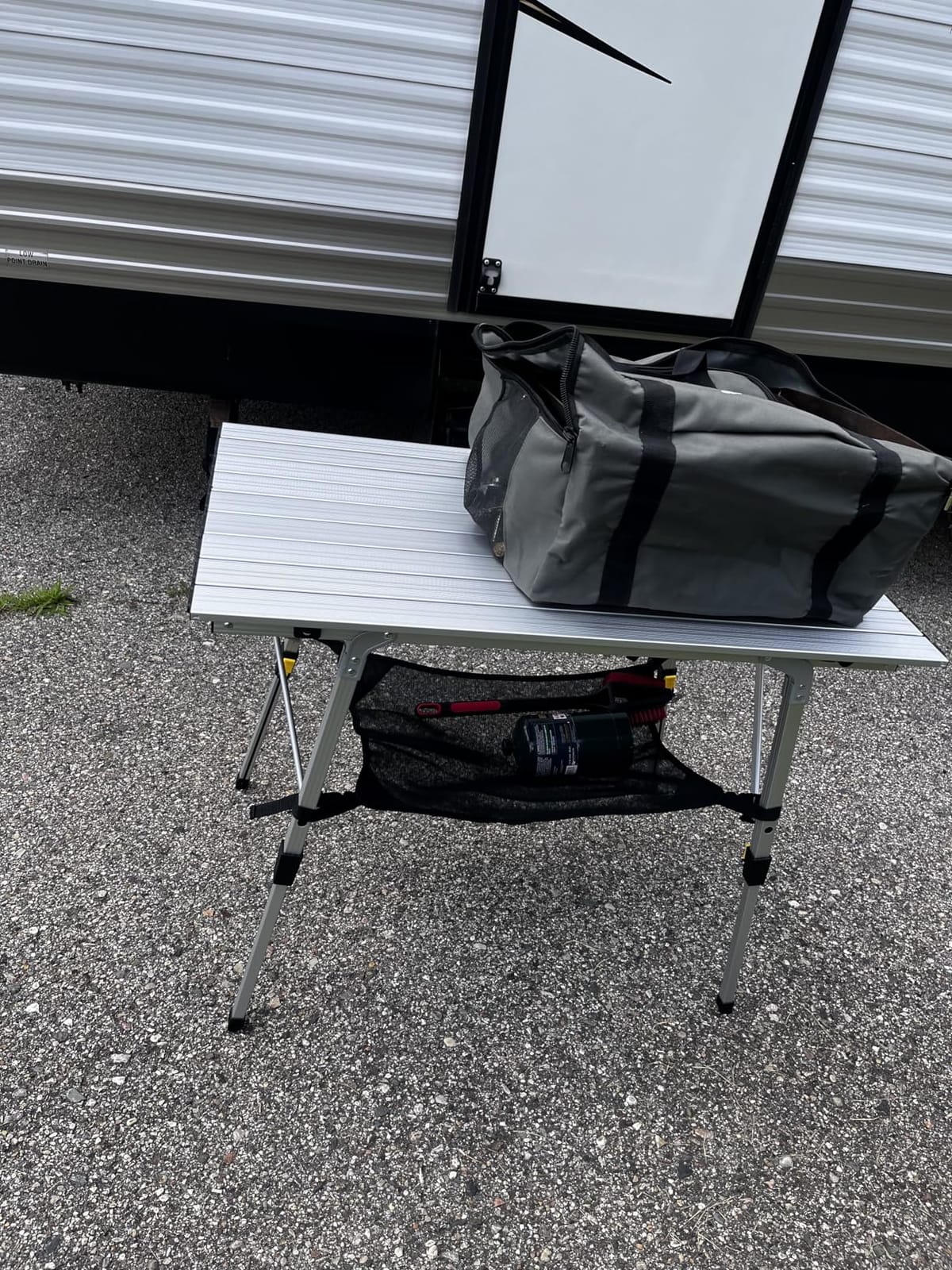 Portal Outdoor Folding Portable Picnic Camping Table with Adjustable Height Aluminum Roll Up Table Top Mesh Layer, Silver customer photo 2