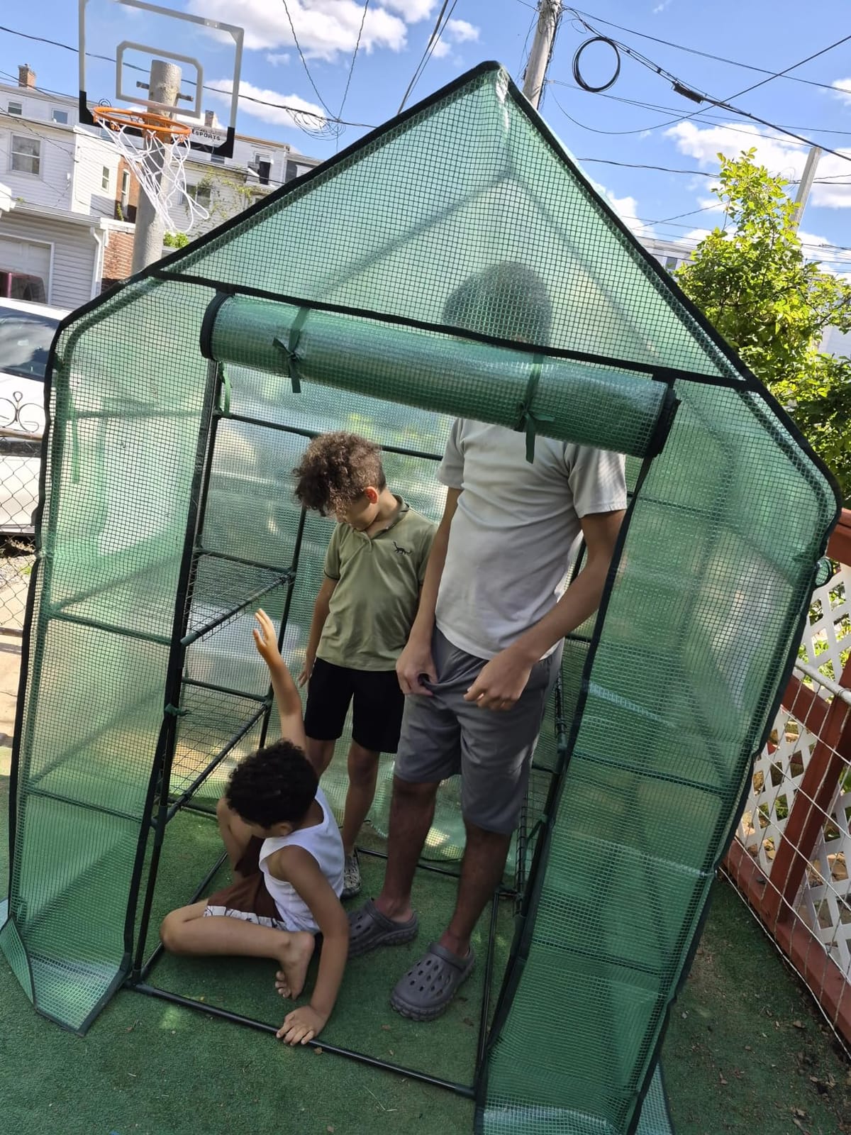 Ohuhu Greenhouse for Outdoors with Screen Windows, 57 x 57 x 76'' Walk in Plant Greenhouses Heavy Duty with Durable PE Cover, 3 Tiers 12 Shelves Stands Plastic Portable Green House with Shelf Clips customer photo 1