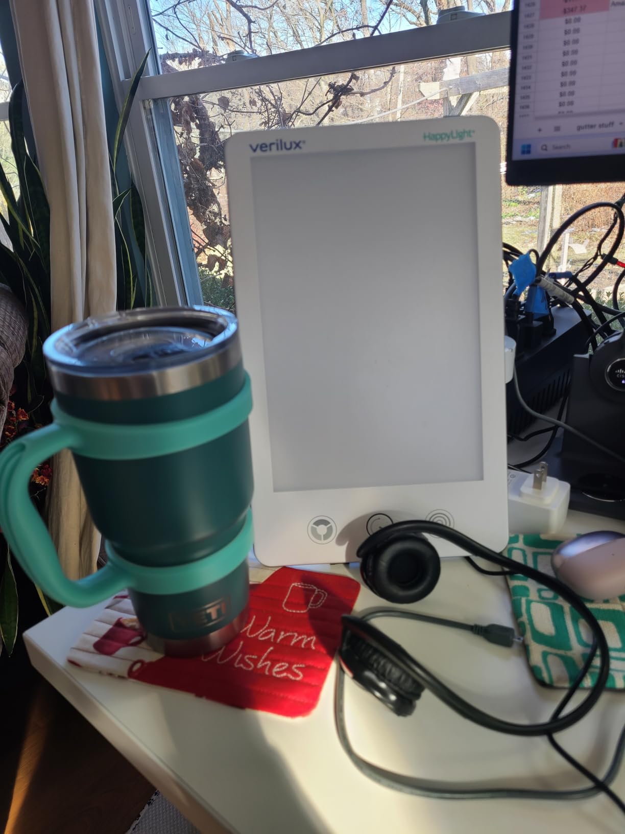 Verilux HappyLight Luxe - Light Therapy Lamp with 10,000 Lux, UV-Free, LED Bright White Light with Adjustable Brightness, Color, Countdown Timer, & Stand - Boost Mood, Sleep, Focus (White) customer photo 1