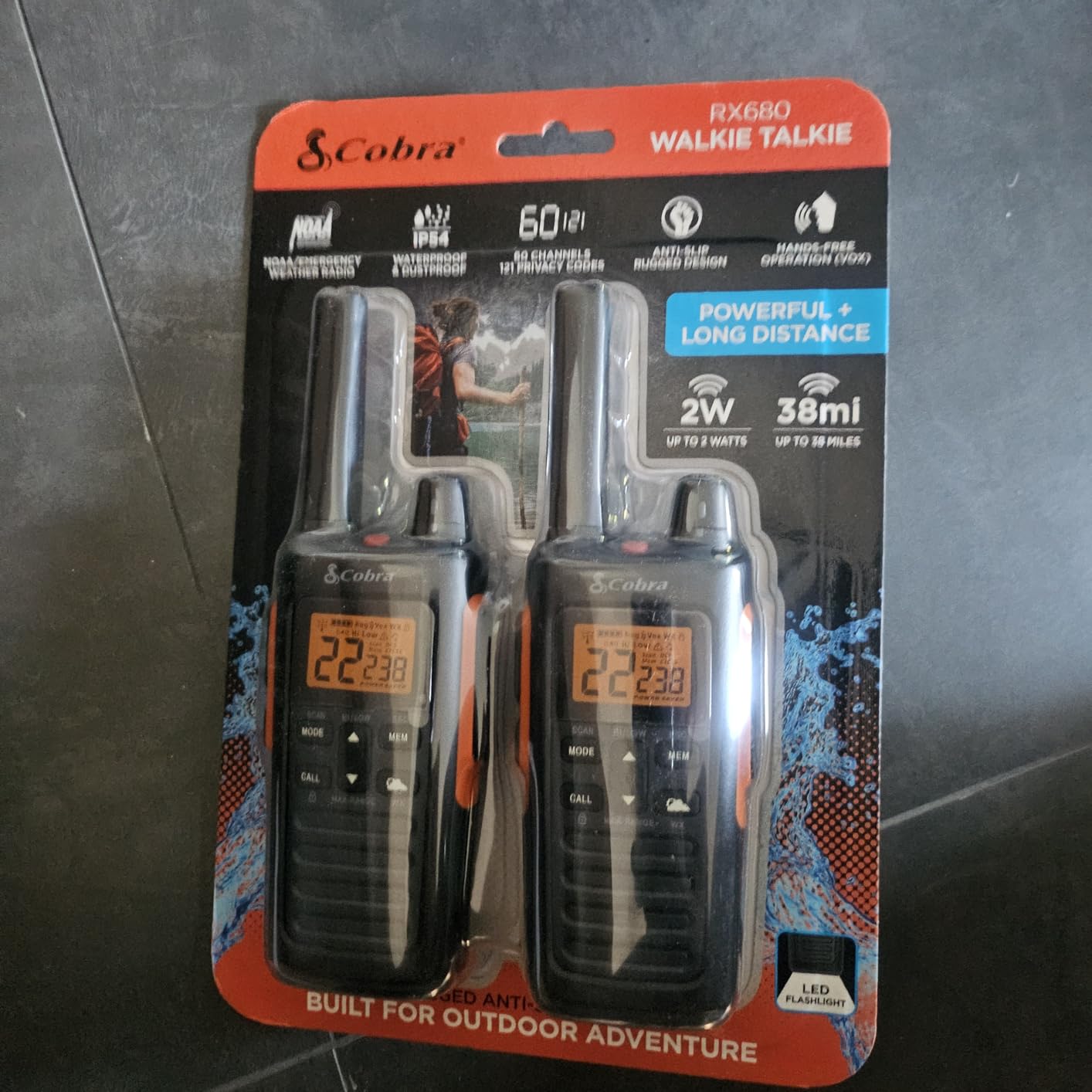 Cobra RX680 Walkie Talkies (2-Pack), IP54 Water Resistant Design, Rugged & Splashproof Two Way Radios Long Range, 60 Pre-Programmed Channels, Weather Alerts customer photo 1