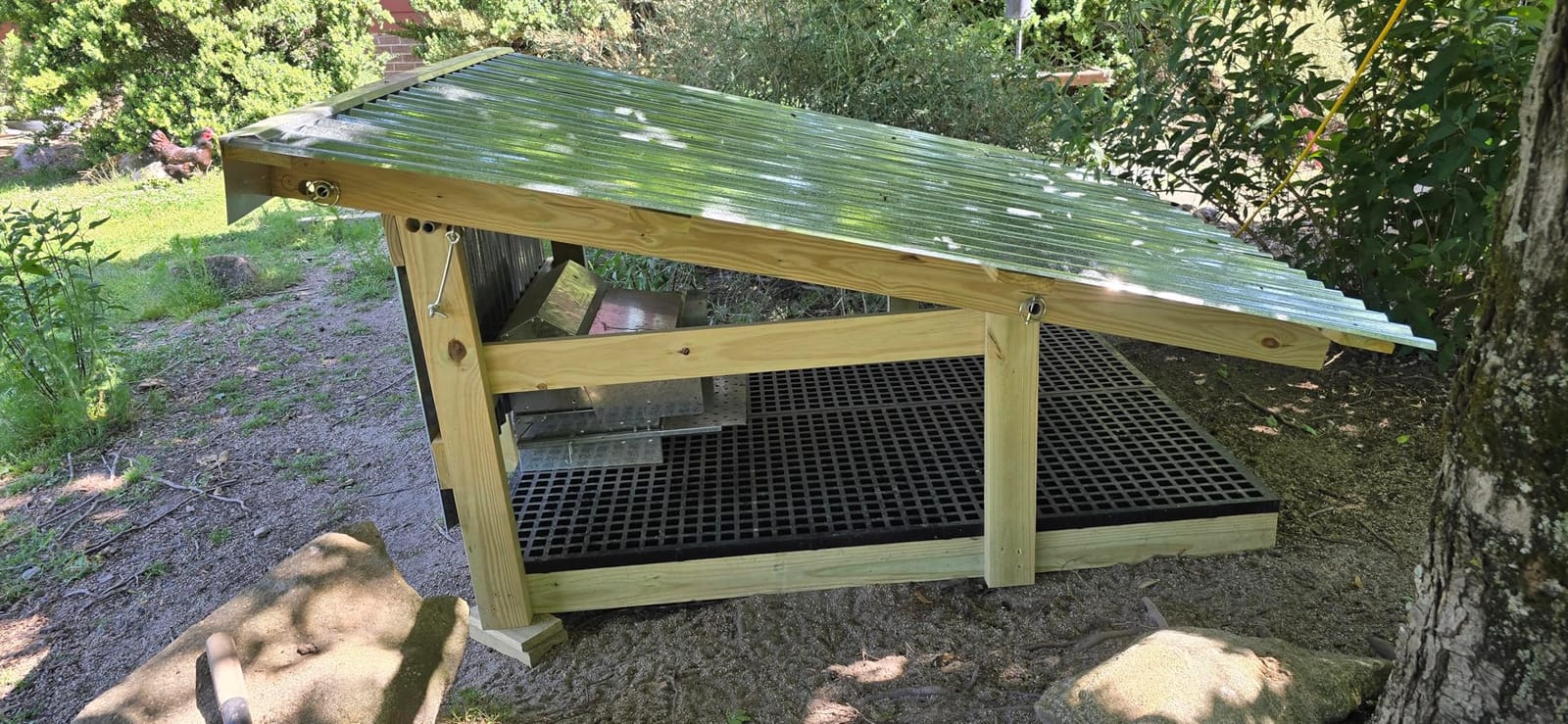 RentACoop 40 lb Automatic Treadle Chicken Feeder, Metal Rat Resistant Poultry Feeder, Rainproof No Waste Step-On Feeder for Chickens, Bantams, Ducks, Pheasants, Outdoor Covered Feed Bin customer photo 1