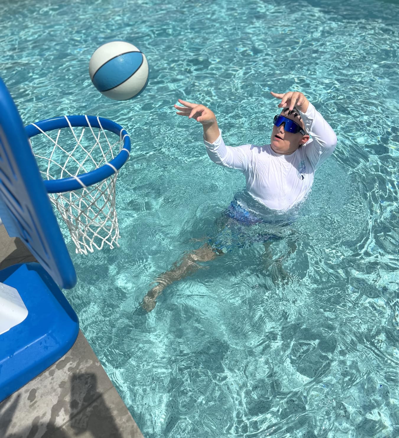 GoSports Splash Hoop PRO Pool Basketball Game - Modern Poolside Basketball Hoop with Backboard, Ball & Pump - Swimming Pool Basketball Hoop for Inground & Above Ground Pools customer photo 2