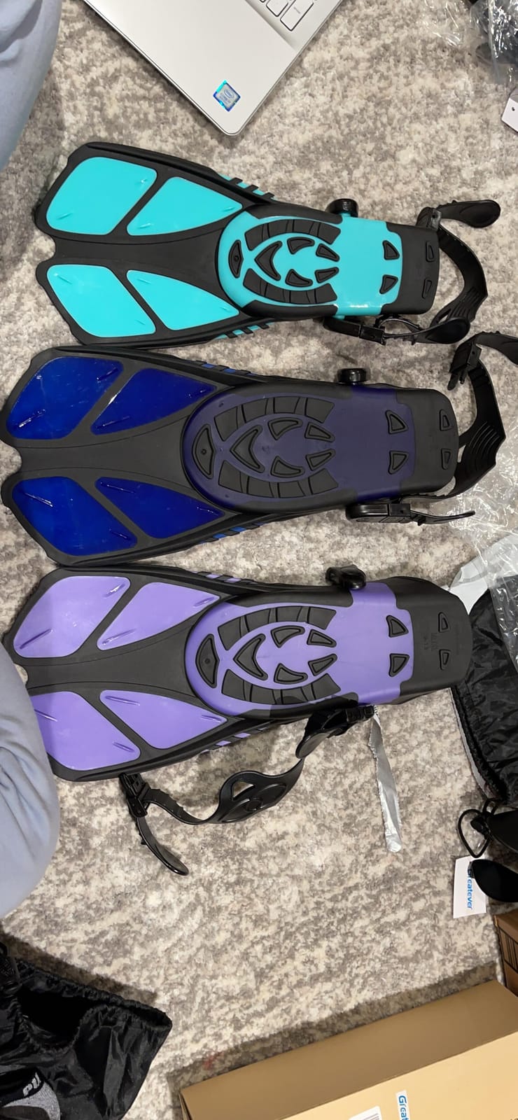 Greatever Snorkel Fins, Travel Size Short Flippers for Snorkel Swim Diving | Adjustable Swim Fins Flexible Open Heel Lightweight Scuba Diving Fins for Adult Men Women Kids Ideal for Recreational Use customer photo 1