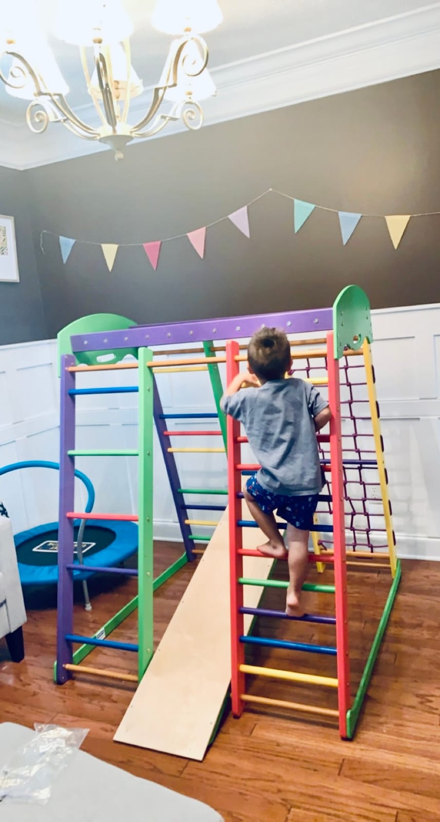 WEDANTA Wooden Swedish Ladder Wall Set - Kids Stall Bars for Exercise - Swedish Gymnastic Wall Gym - Wood Stall Bar Gymnastics Playground - Best Gym for All Family customer photo 1