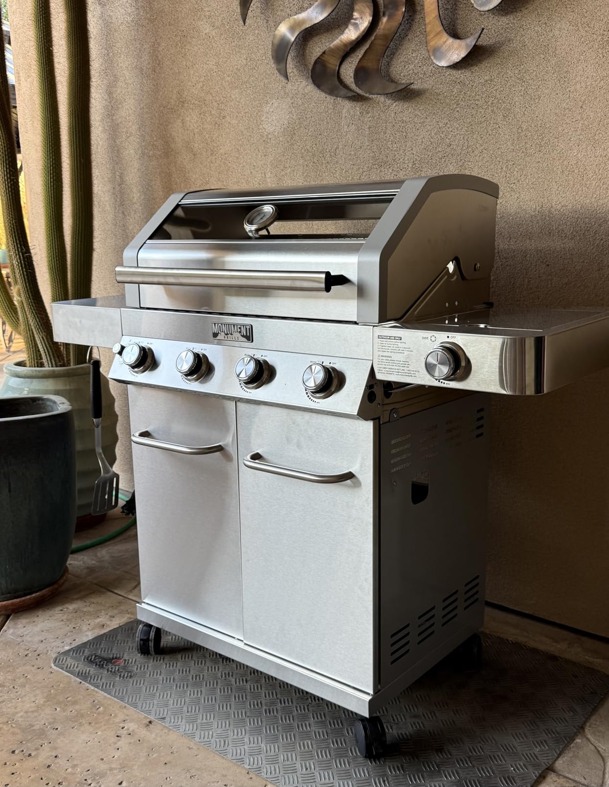 Monument Grills Larger Convertible 4 Burner Natural Gas Grill Stainless Steel Cabinet Style Propane Grills, LED Controls,Side Burner(Without Conversion Kit) customer photo 2
