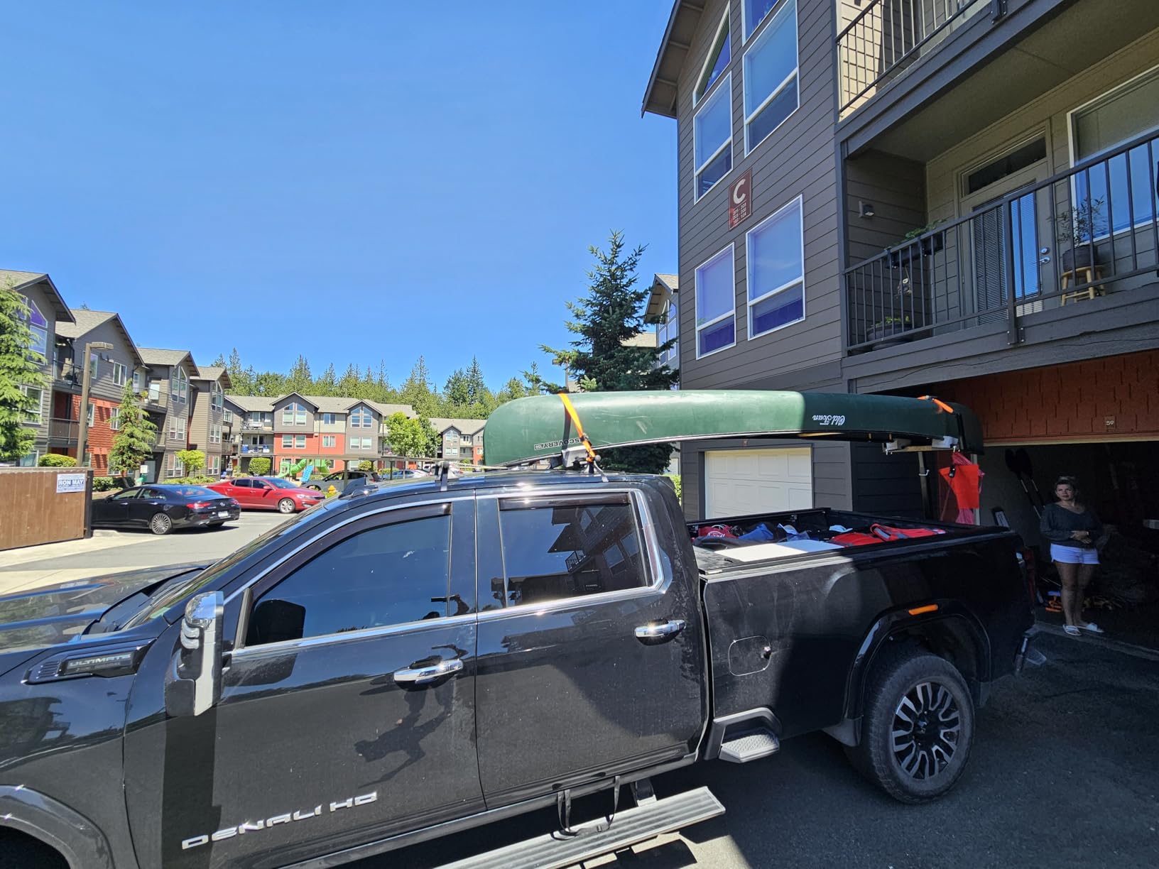 Mockins 750 Lbs Cap Truck Bed Extender Hitch Mount | 2-in-1 All-Weather Steel Canoe Rack & Kayak Trailer with Stabilizer & Straps | Versatile Truck Bed Hitch Extender for Ladders, Pipes, Lumber & More customer photo 2