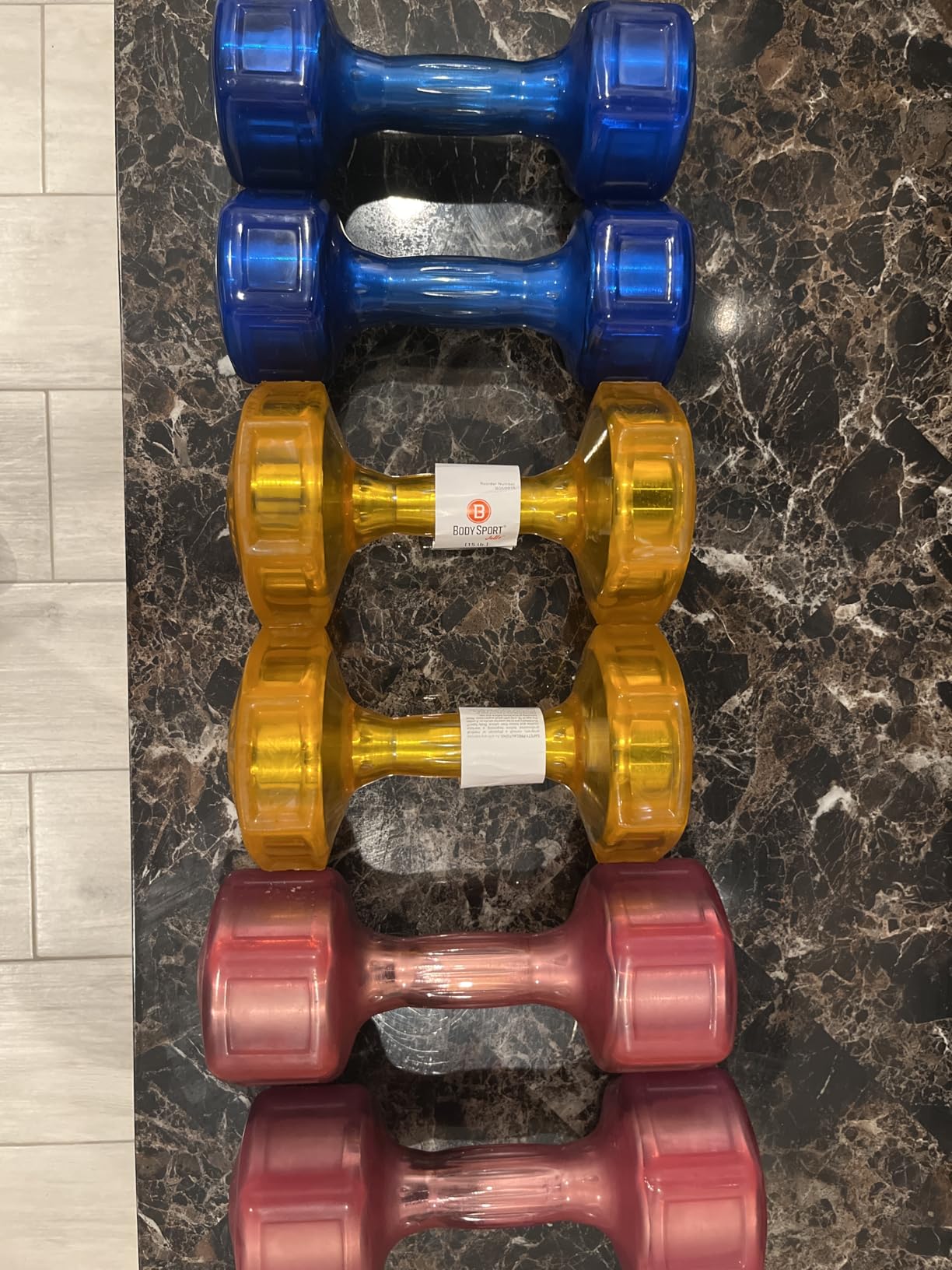 Body Sport Urethane Aerobic Dumbbells Pair, Premium Hand Weights with Solid Steel Core & Ergonomic Gel Coating for Fitness Training & Strength Building customer photo 1