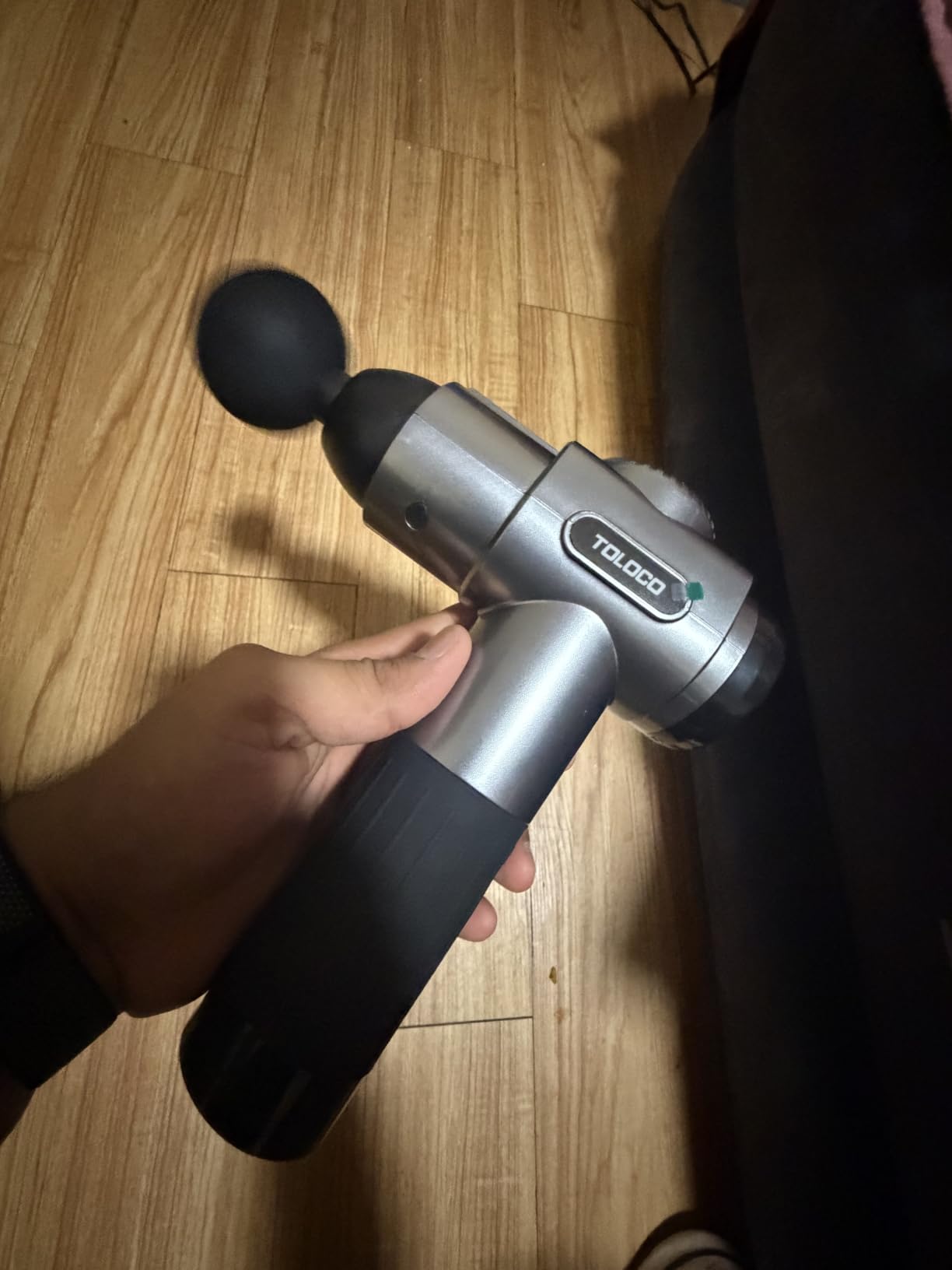 TOLOCO Massage Gun, Deep Tissue Back Massage for Athletes for Pain Relief, Percussion Massager with 10 Massages Heads & Silent Brushless Motor, Grey customer photo 1