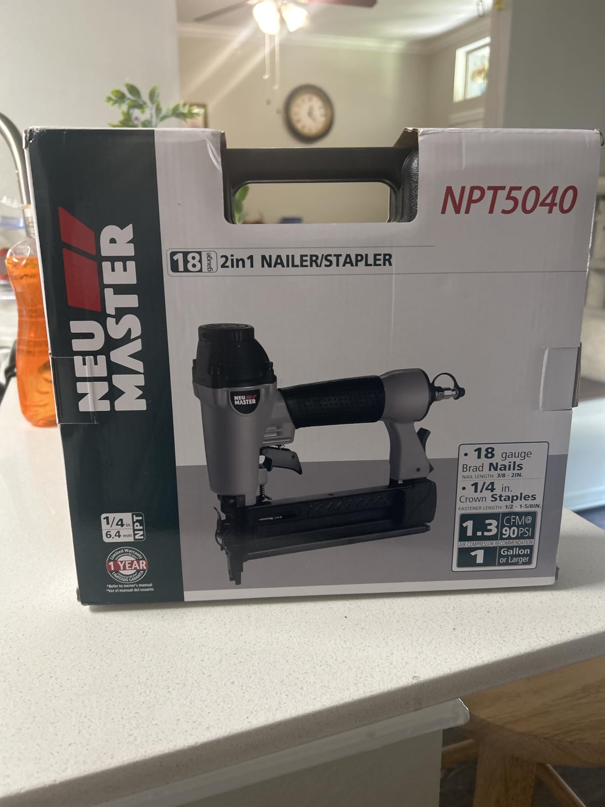 NEU Master Nail Gun, 2 in 1 Pneumatic Brad Nailer/Staple Gun | Upholstery Stapler Works with Air Compressor(NOT Included), 18GA Nails & Crown Staples, for Carpentry, Trim, Furniture & DIY customer photo 2
