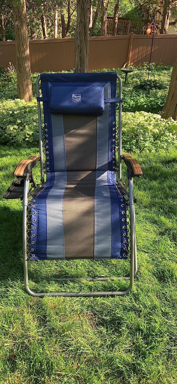 Timber Ridge Oversized Zero Gravity Chair, Padded Reclining Lounge Chair with Adjustable Headrest & Cup Holder, Heavy Duty Support 350 lbs, Foldable for Camping, Lawn, Outdoor & Indoor | 72