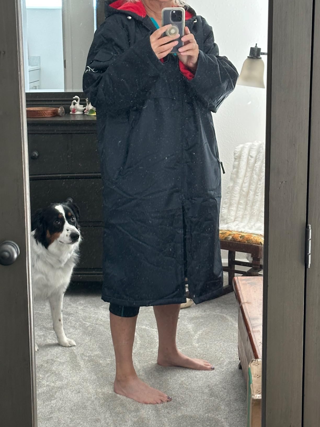 Adoretex Unisex Waterproof Swim Parka, Hooded Warm Scuba Coat Surf Jacket for Men and Women customer photo 1