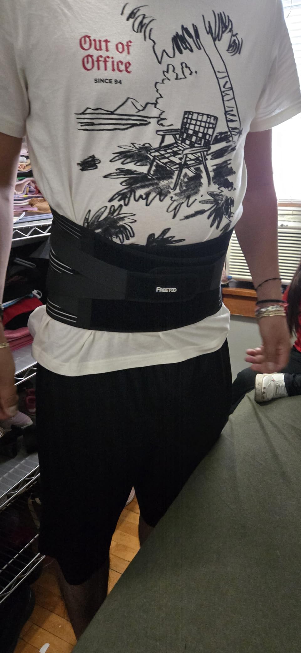 FREETOO Back Braces for Lower Back Pain Relief with 6 Stays, Breathable Back Support Belt for Men/Women for work, Anti-skid lumbar support belt with 16-hole Mesh for sciatica (L) customer photo 1
