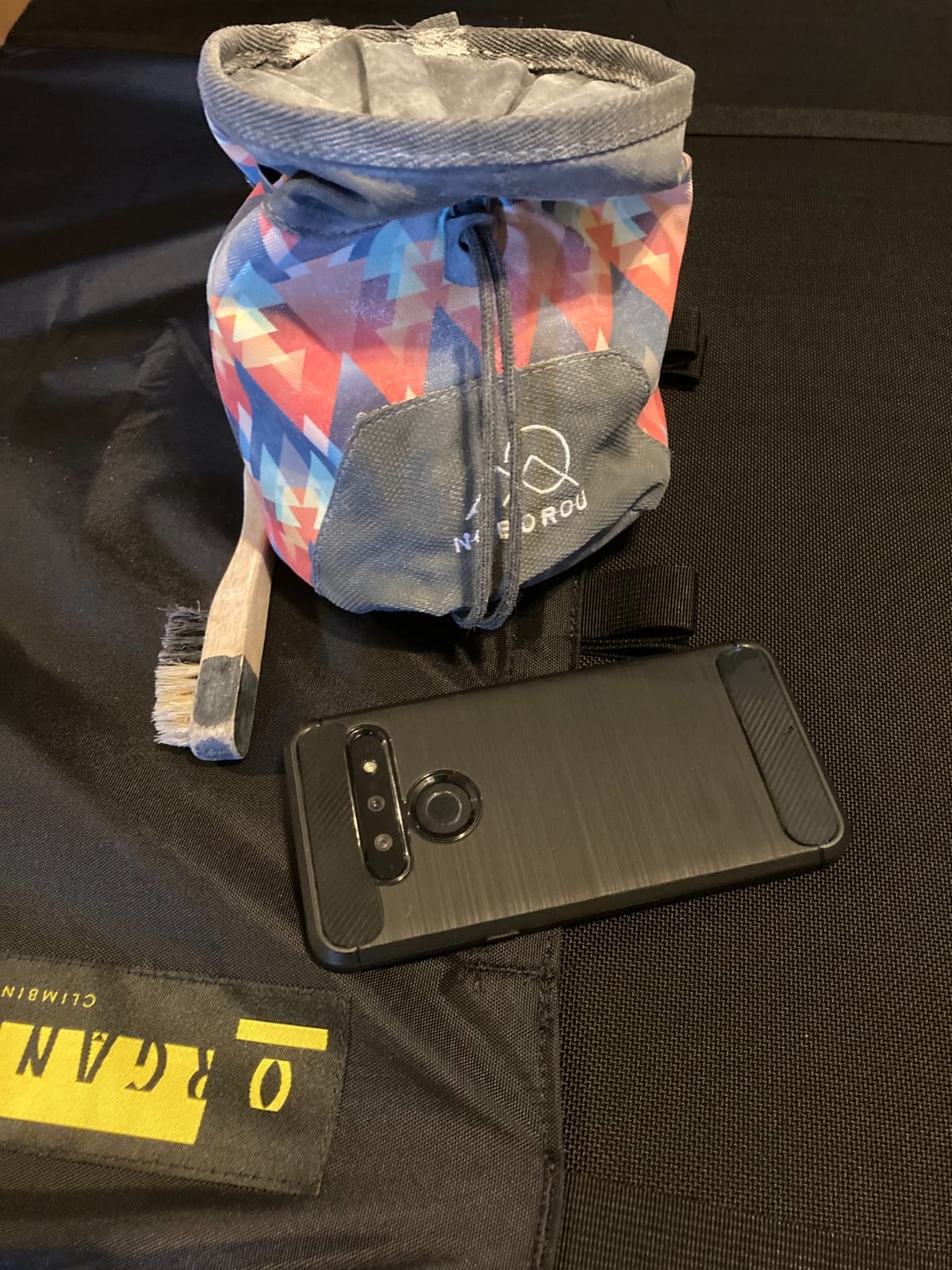 Rock Climbing Chalk Bag | Wide Opening & Fleece Lined | Removable Belt | Large Zippered Pocket | Brush Holder Loops customer photo 2