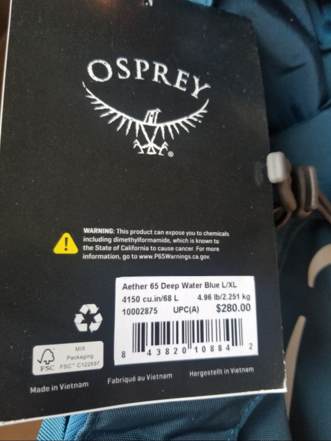 Osprey Aether 65L Men's Backpacking Backpack, Black L-XL customer photo 2