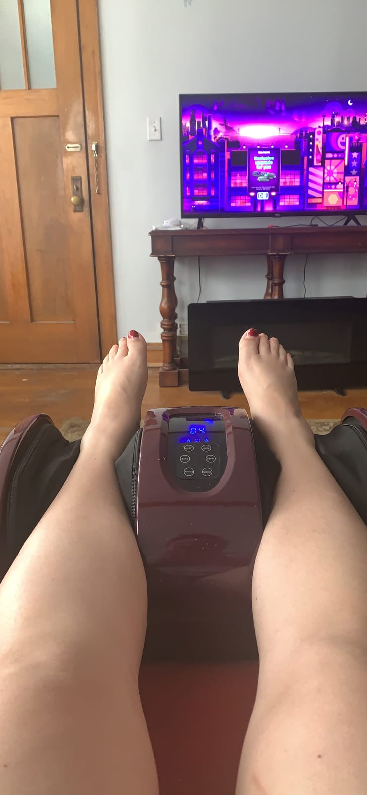 Best Choice Products Shiatsu Foot Massager with Heat for Plantar Fasciitis & Neuropathy, Kneading Foot & Calf Massager with Remote, 360° Adjustable Handle, Rolling & Compression Massage - Red customer photo 1