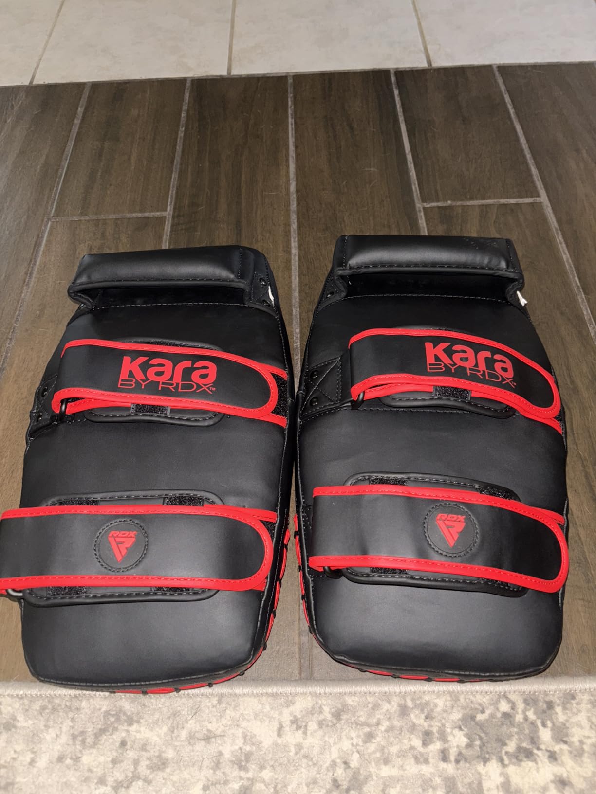 RDX Thai Pads Curved Kickboxing Muay Thai with Solid Handle Grip, Maya Hide Leather KARA Strike Shield for Knees Elbows Kicks Punches customer photo 1