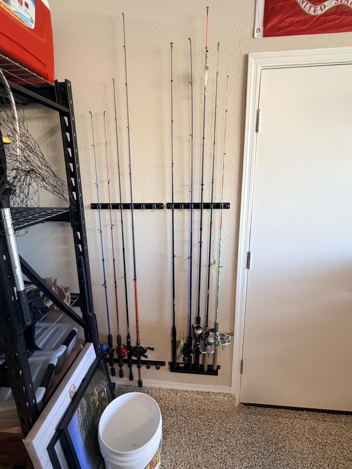 OJYDOIIIY Wall Mount Fishing Rod Holders, Vertical Fishing Pole Storage Rack for Garage customer photo 1