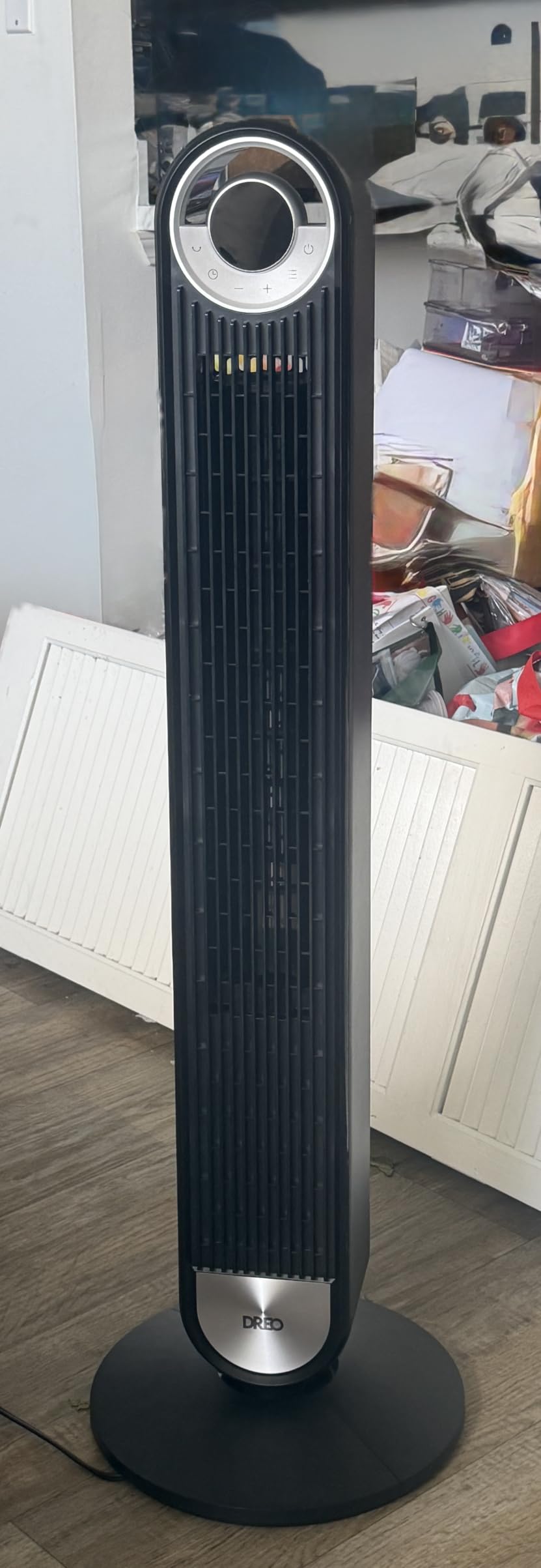 DREO Tower Fan for Bedroom, Upgraded DC 28ft/s Velocity, 9 Speeds | Quiet Standing Fan, 90° Oscillating Cooling Fan, 4 Modes, 12H Timer, Bladeless Fan Powerful for Home, Black customer photo 2