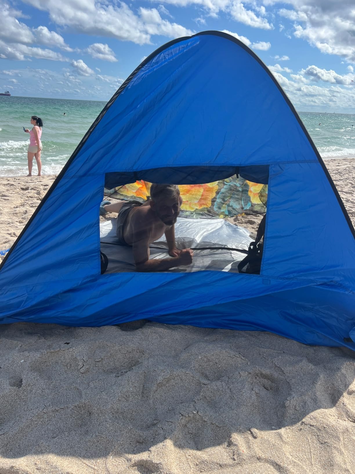 Glymnis Pop Up Beach Tent for 1-2 Person, UPF 50+, Instant Setup, Portable | 190T Silver Coated, No Assembly, Zippered Door Privacy, Front Floor & Mesh window, Portable Carry Bag customer photo 1