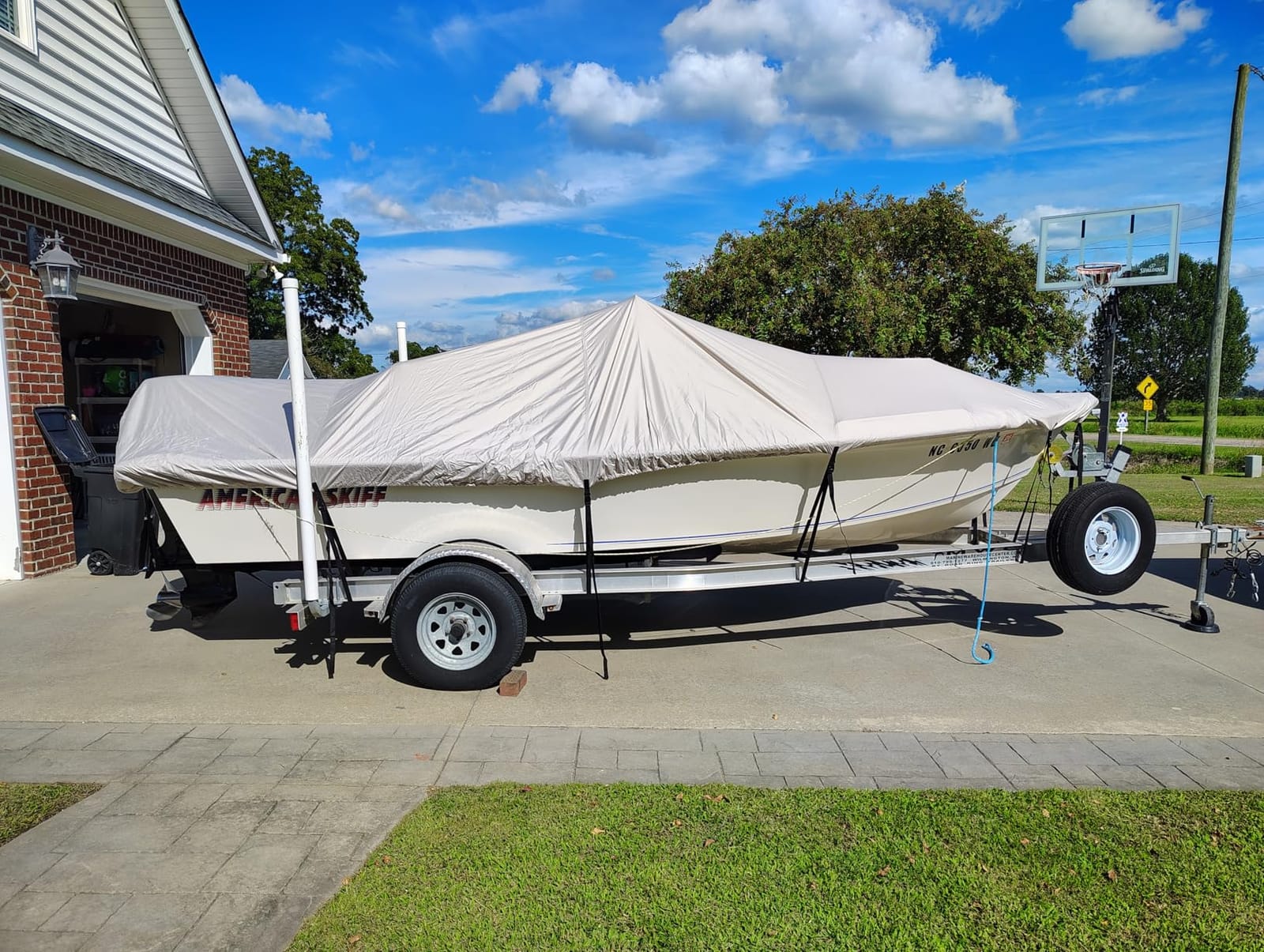 Mancro Boat Cover, Heavy Duty 17-19ft Waterproof Trailerable Boat Cover | UV Resistant Marine Grade Outboard Cover Compatible for Bass Boat, Fits Bayliner Tri-Hull V-Hull Fishing Runabout Boat, Black customer photo 2