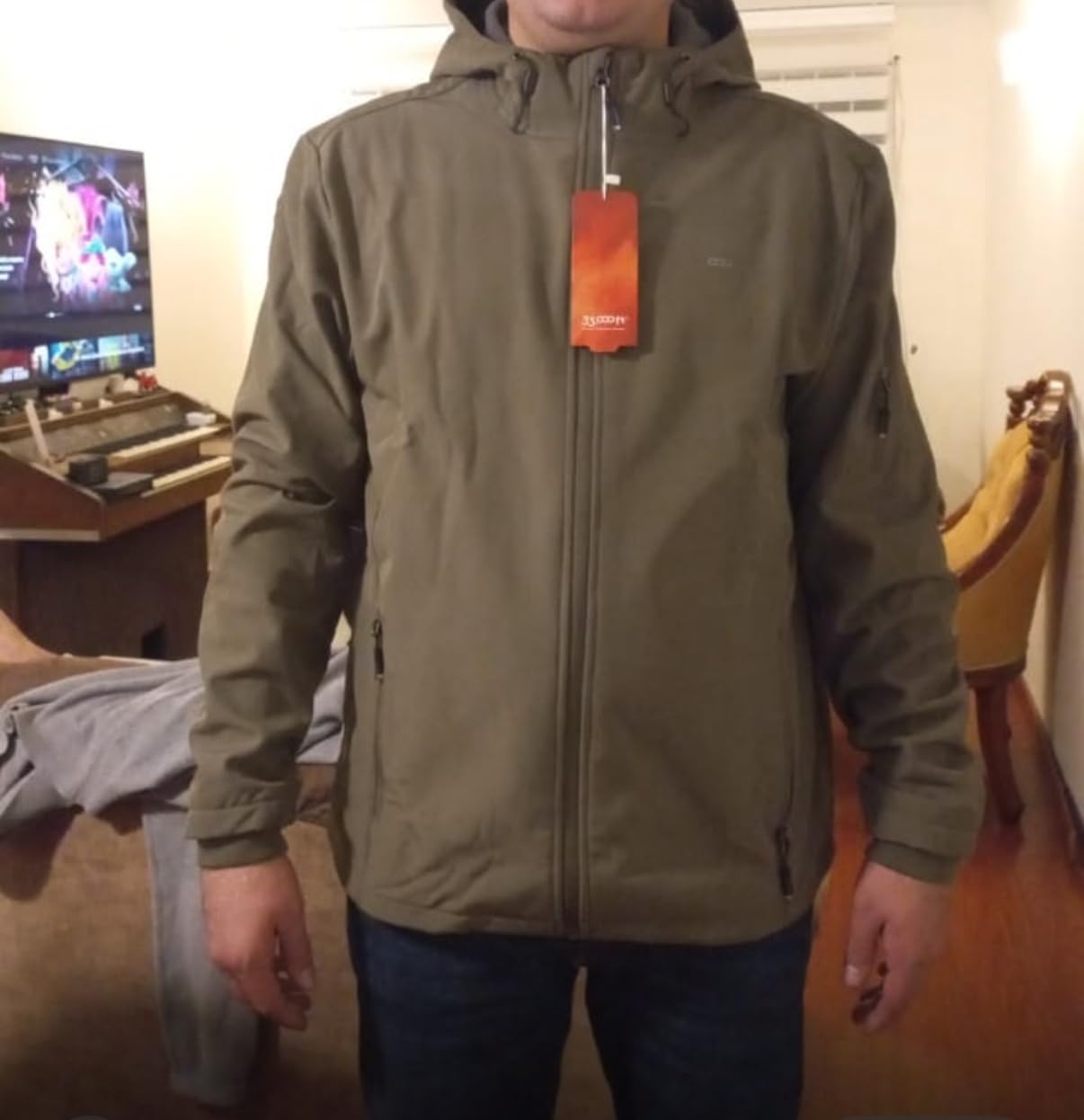 33,000ft Men's Hooded Softshell Jacket Waterproof Lightweight Insulated Windbreaker Fleece Lined Rain Shell Jacket customer photo 2