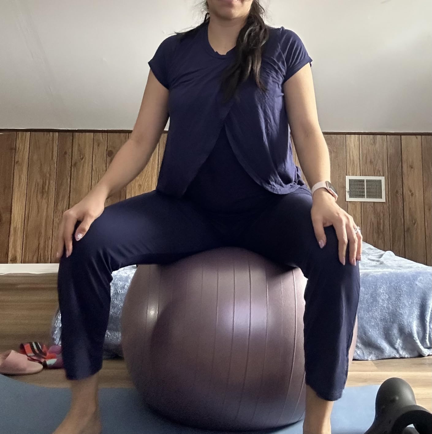 Trideer Exercise Ball, Stability Yoga Ball for Physical Therapy, Active Sitting, Pregnancy & Birth Labor Prep, Core Strength, Balance Training, Posture Improvement and Daily Stretching, 55/65/75cm customer photo 2