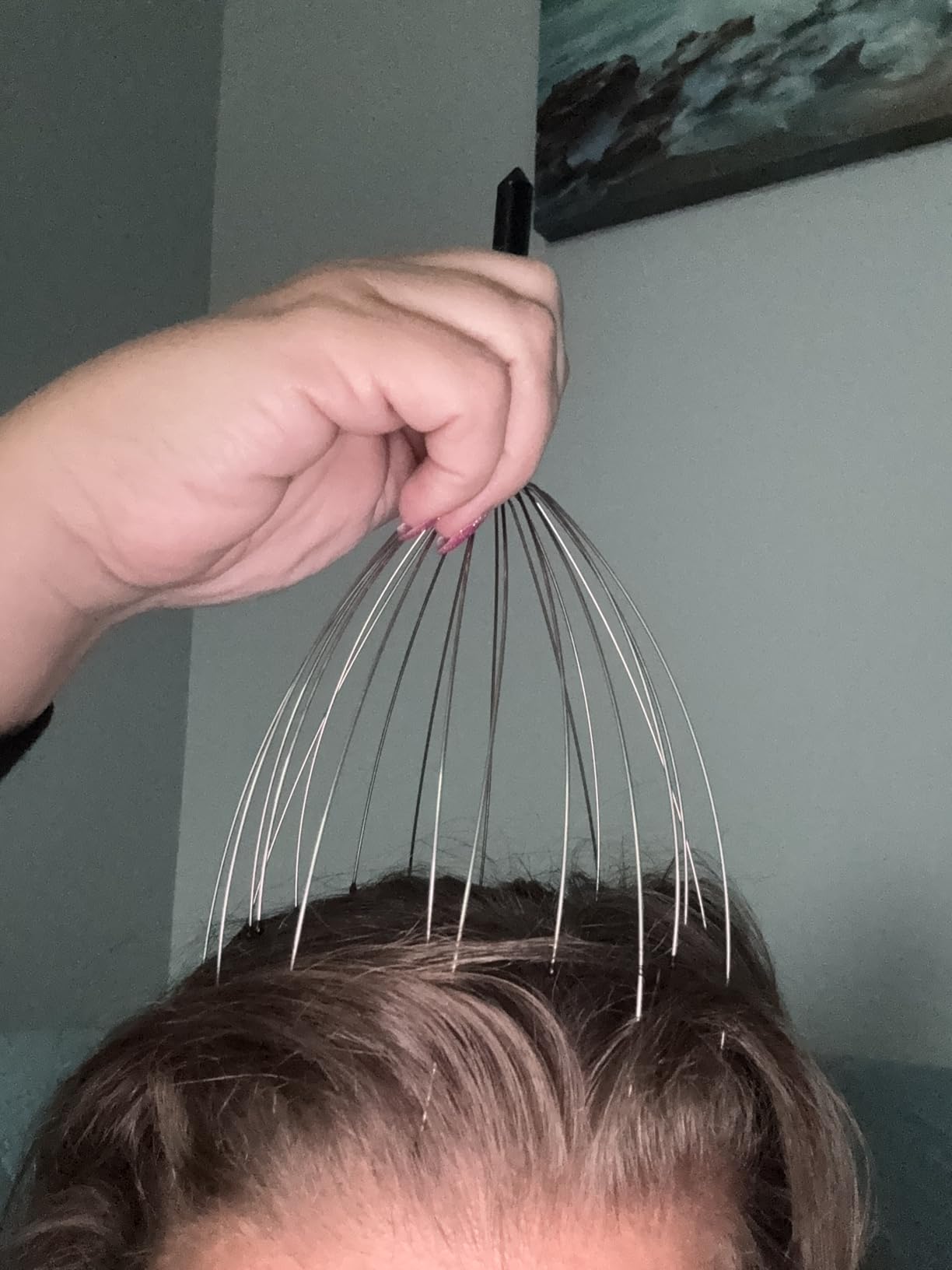 USAGA Head Massager Scalp Massager 20 Fingers Head Scratcher (Black&Black) customer photo 2