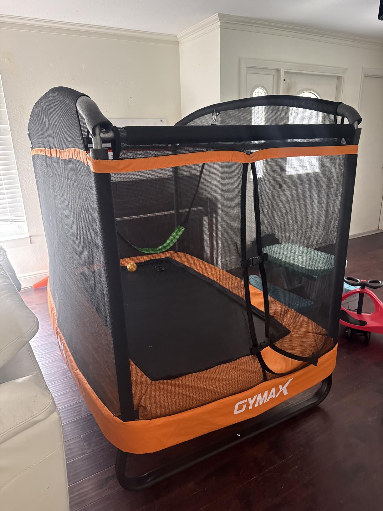 GYMAX Trampoline for Kids, 6FT Toddler Trampoline with Swing & Enclosure Safety Net, ASTM Approved Rectangle Recreational Trampoline for Indoor/Outdoor, Birthday for Baby Boys & Girls customer photo 1