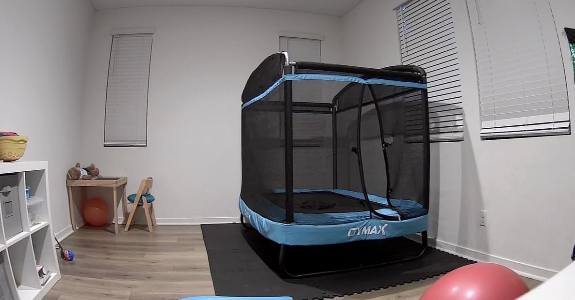 GYMAX Trampoline for Kids, 6FT Toddler Trampoline with Swing & Enclosure Safety Net, ASTM Approved Rectangle Recreational Trampoline for Indoor/Outdoor, Birthday for Baby Boys & Girls customer photo 2