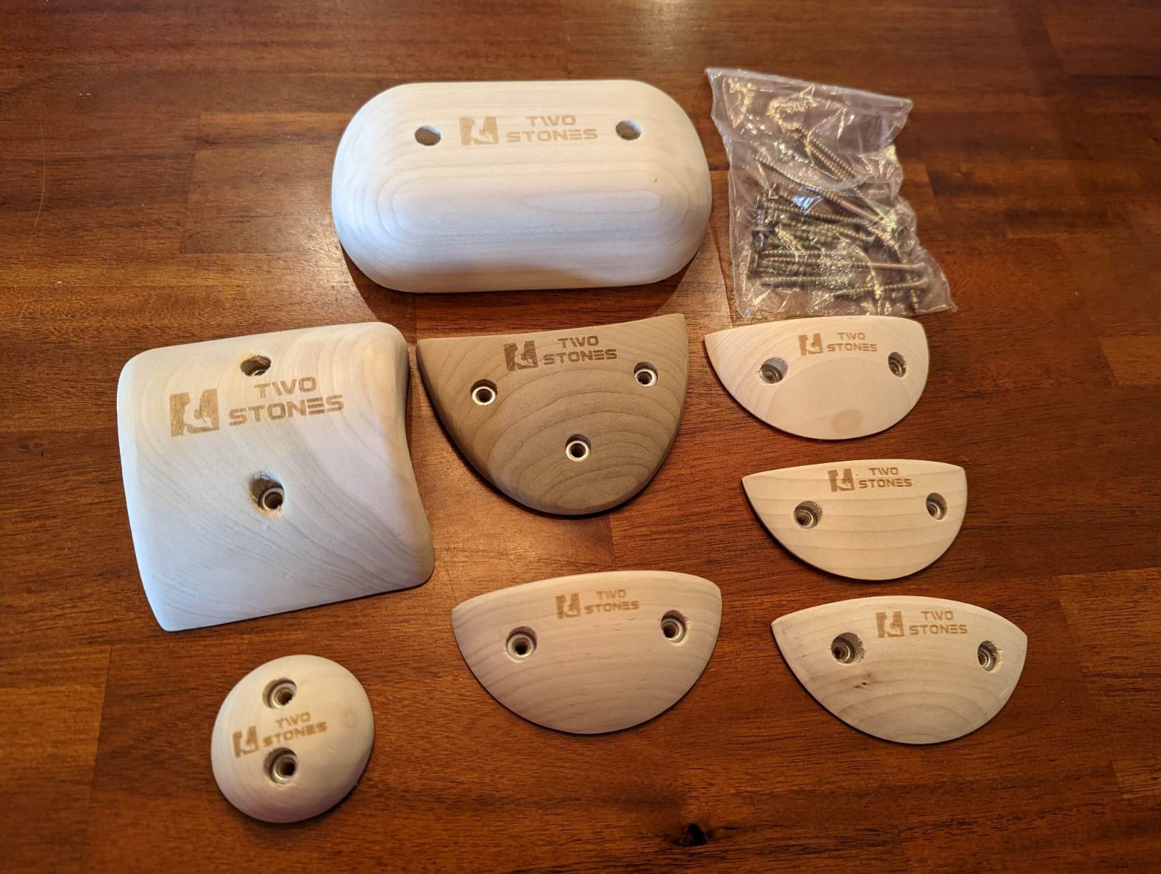 TWO STONES Wooden Rock Climbing Holds Kids and Adults - Variety Screw On Climbing Hand Holds Set customer photo 2