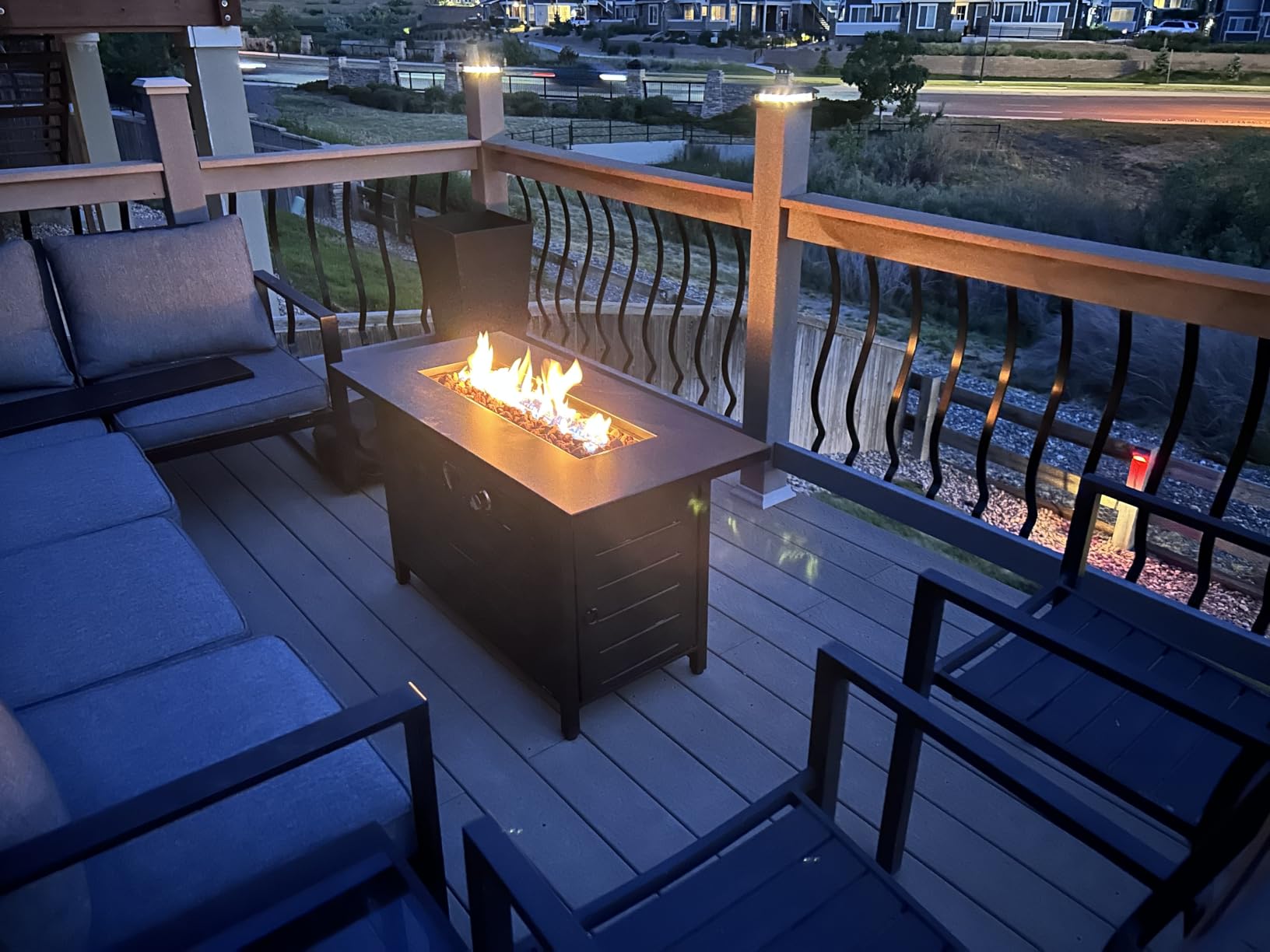 Ciays 28 Inch Propane Fire Pit CSA-Listed Outdoor Fire Pit Table, 50,000 BTU Steel Gas Fire Pits with Lid and Lava Rock, Add Warmth and Ambience to Parties On Patio Deck Garden, Black, CIFPT3-N1 customer photo 2