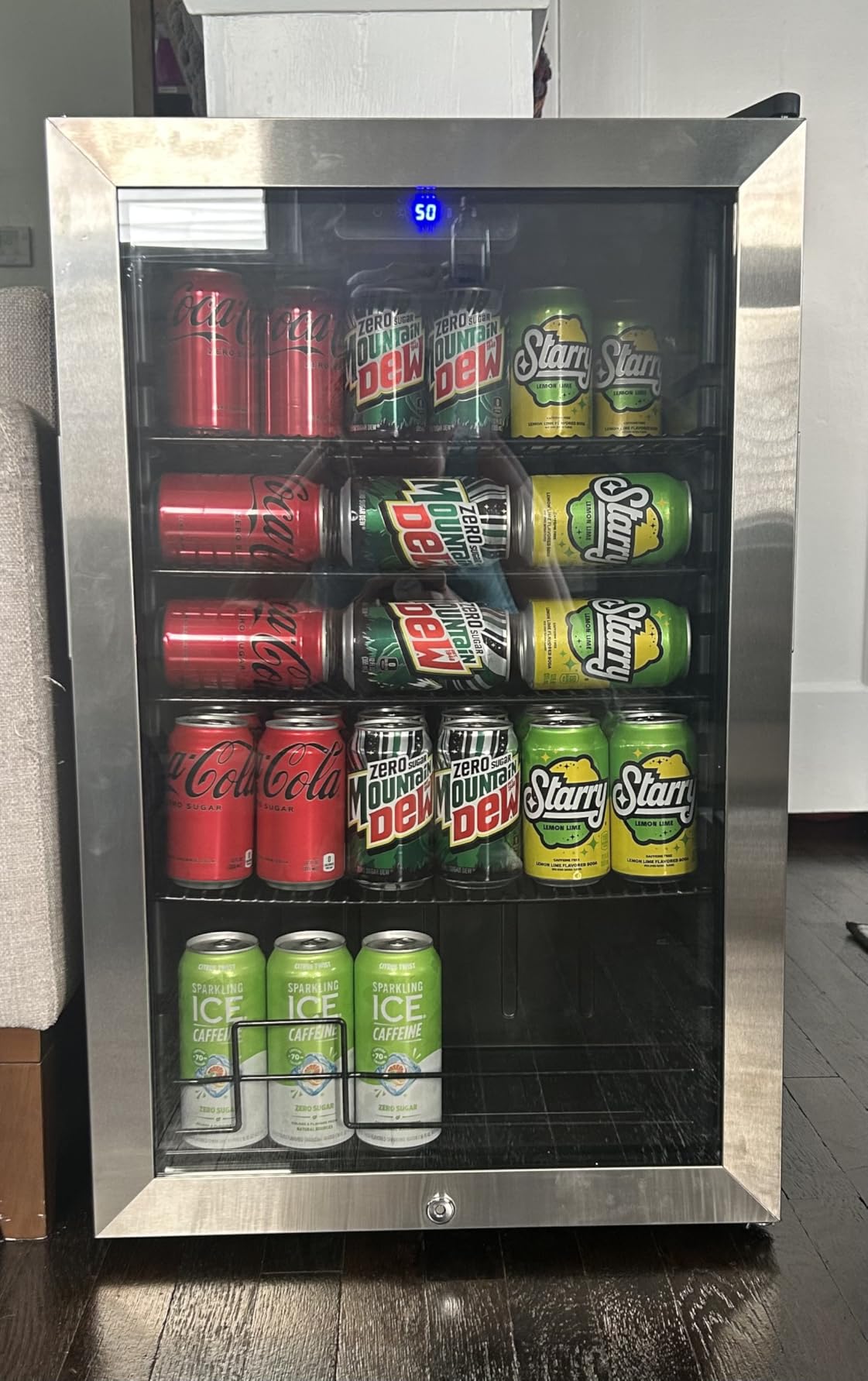 24 Inch Beverage Refrigerator Cooler,210 Cans Wide Beverage and Beer Fridge with Glass Door and Powerful Cooling Compressor, Built-in/Freestanding Drink Fridge for Kitchen, Bar or Office customer photo 1